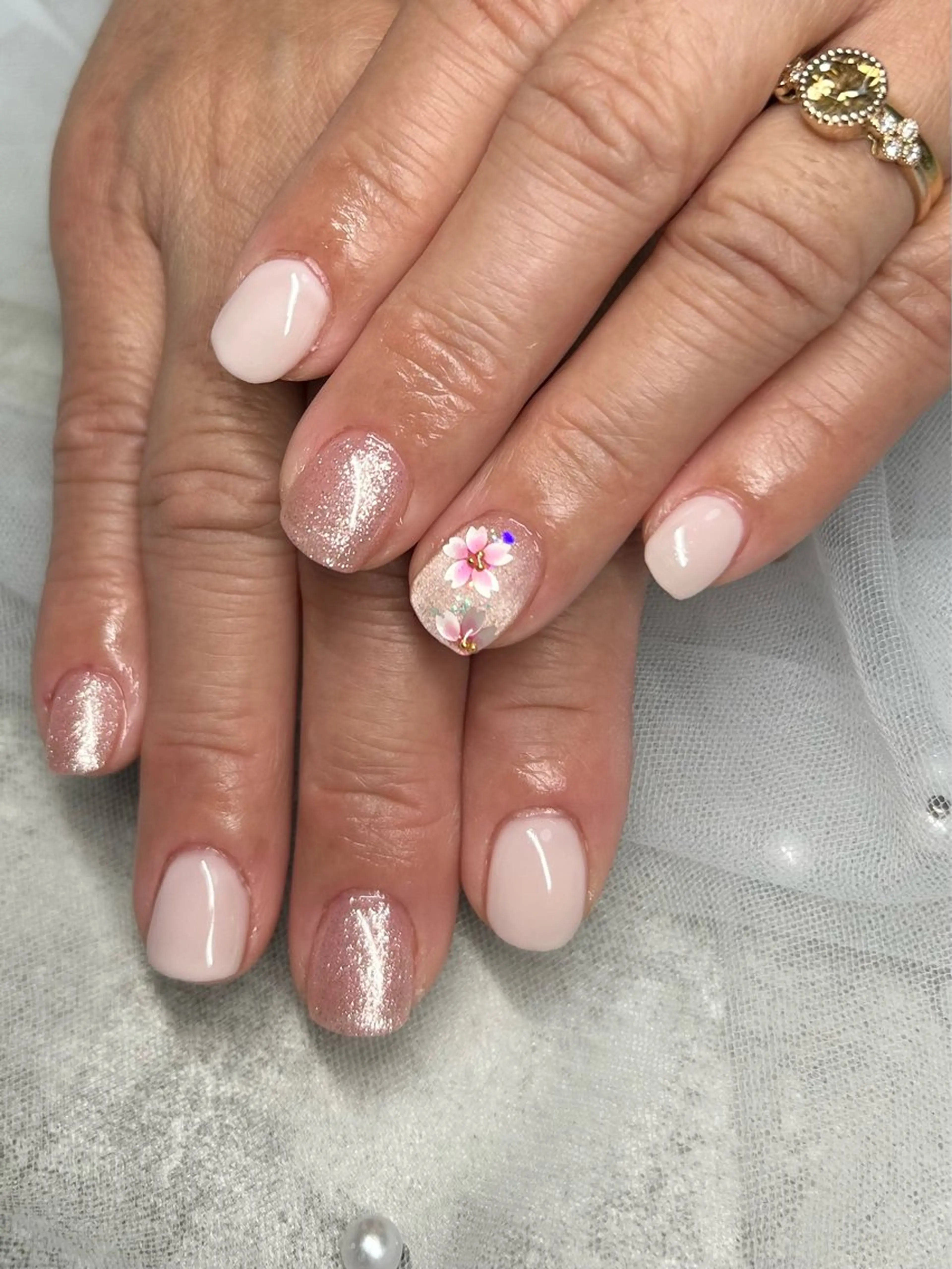 ネイル アートネイル ピンク ハンドネイル ten nail salon　かえでのネイルデザイン