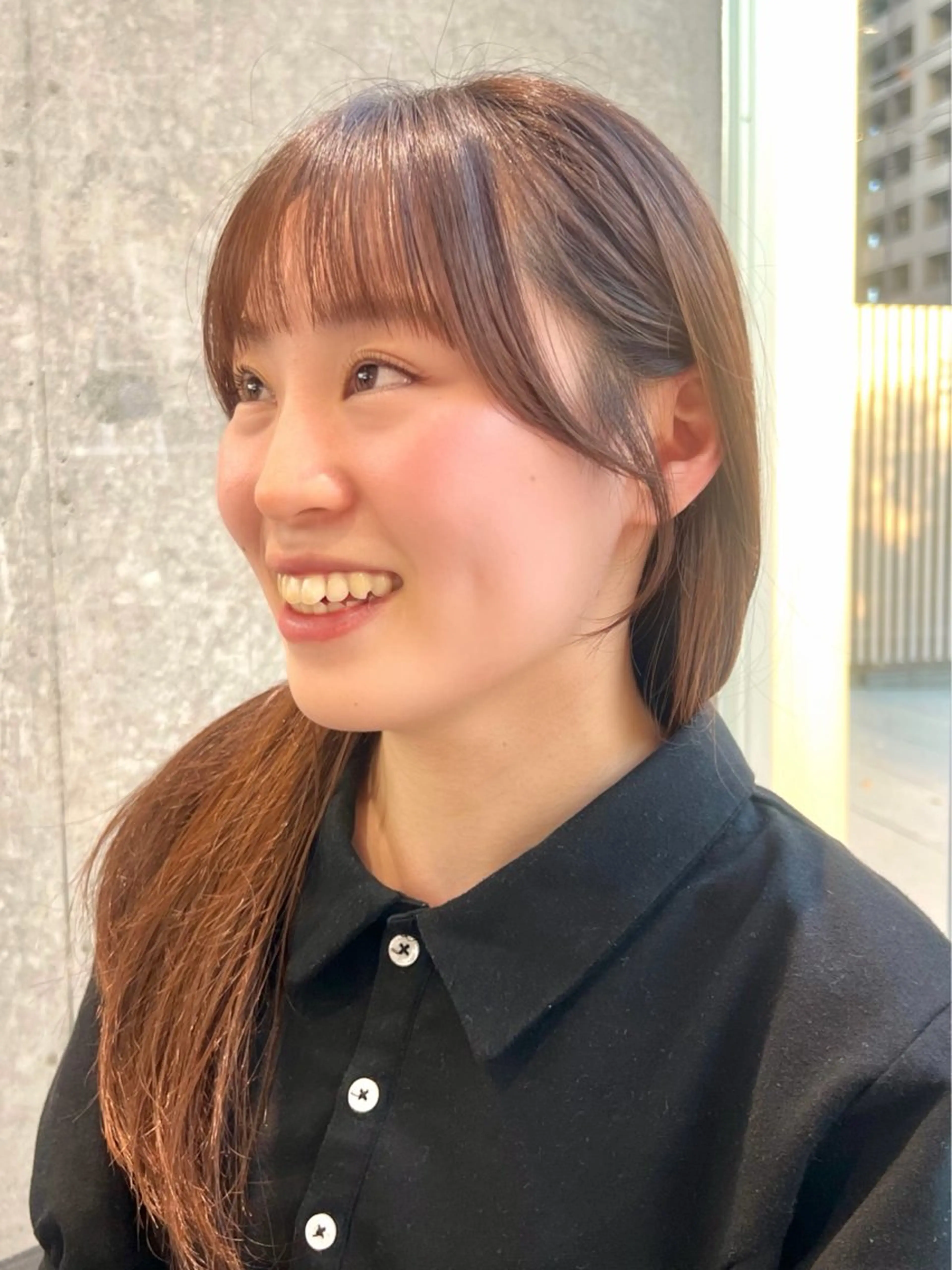 ロング カラー サイドバング カット 縮毛矯正 秋野 花衣のヘアスタイル