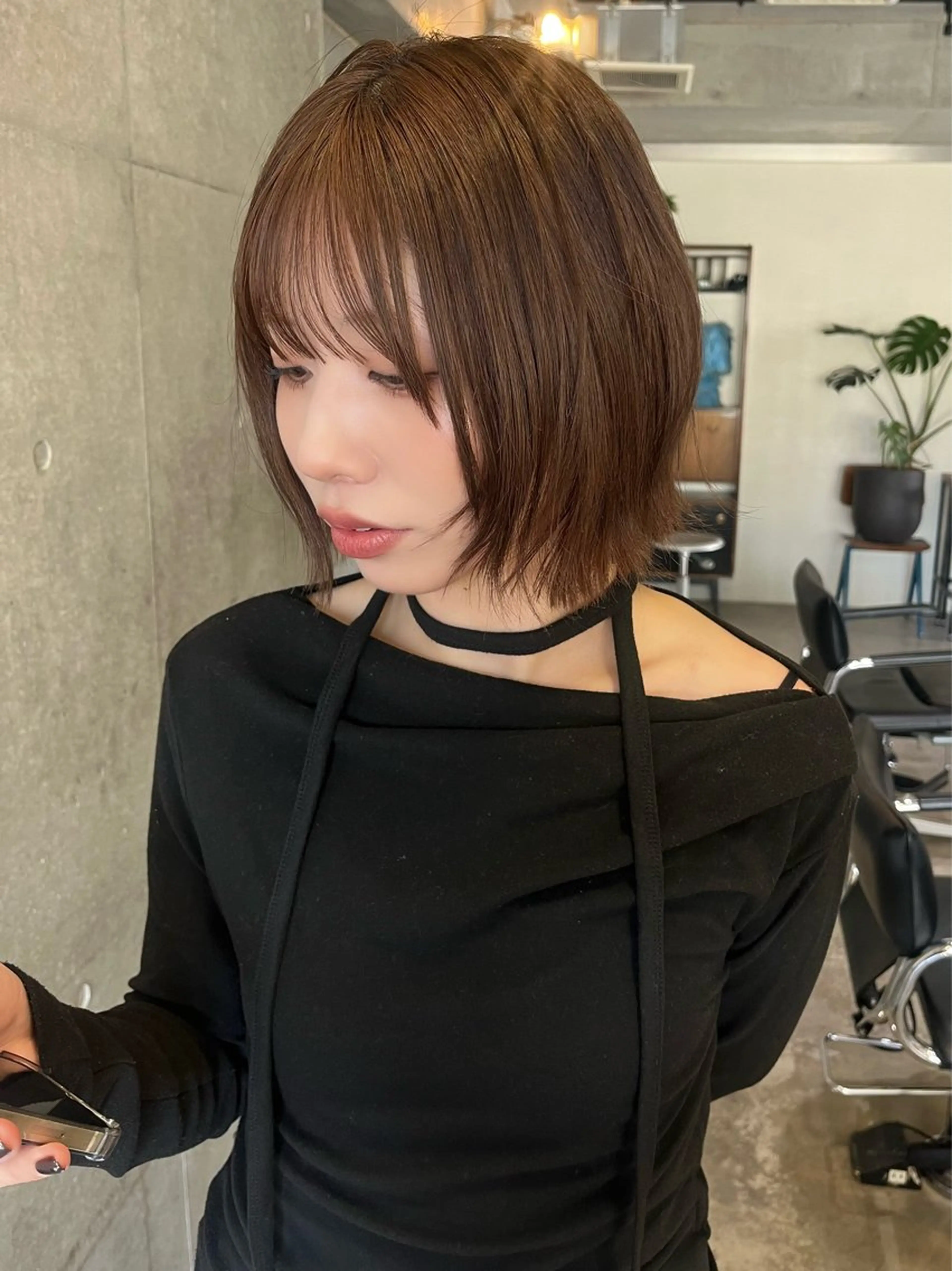 ショート 切りっぱなしボブ ボブレイヤー ボブ 韓国風ヘア レイヤーカット カット 韓国ボブ/ハッシュ カットKIRAのヘアスタイル