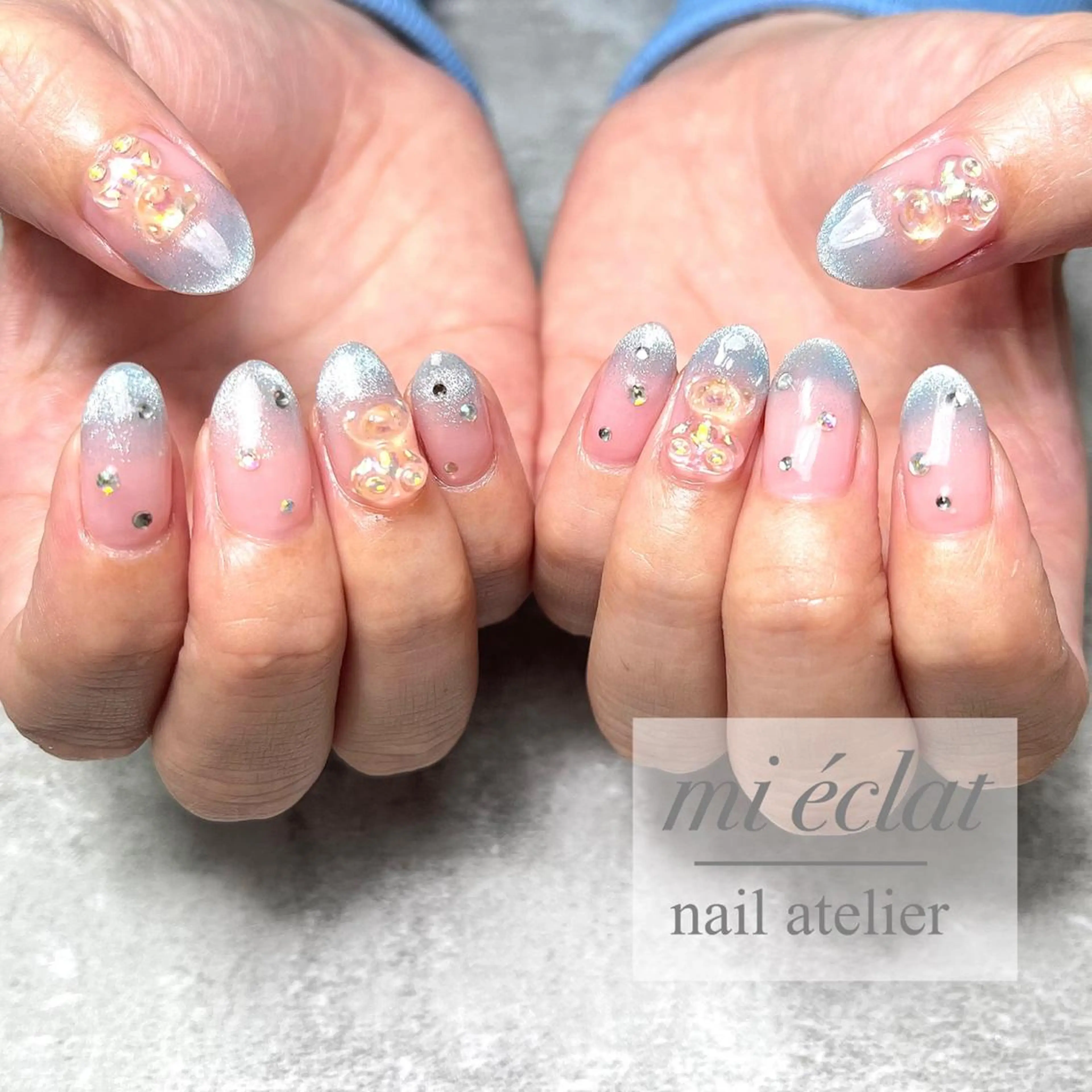 ネイル アートネイル ブラウン 桜ネイル 入学式 フラワーネイル mi éclat ミ　エクラのネイルデザイン