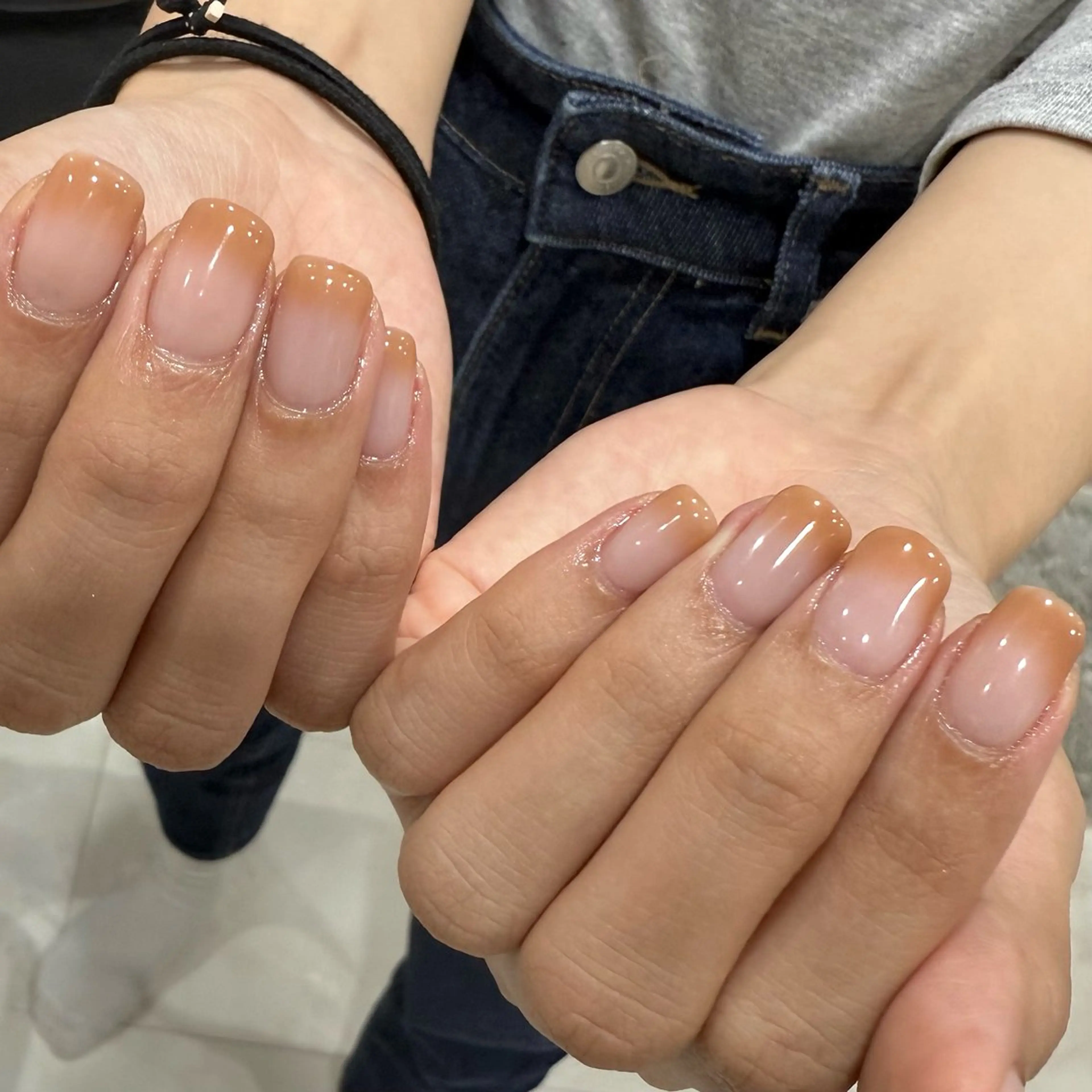 ネイル ブラウン グラデーション オフィスネイル オレンジ 冬ネイル Reillynail みさきのネイルデザイン