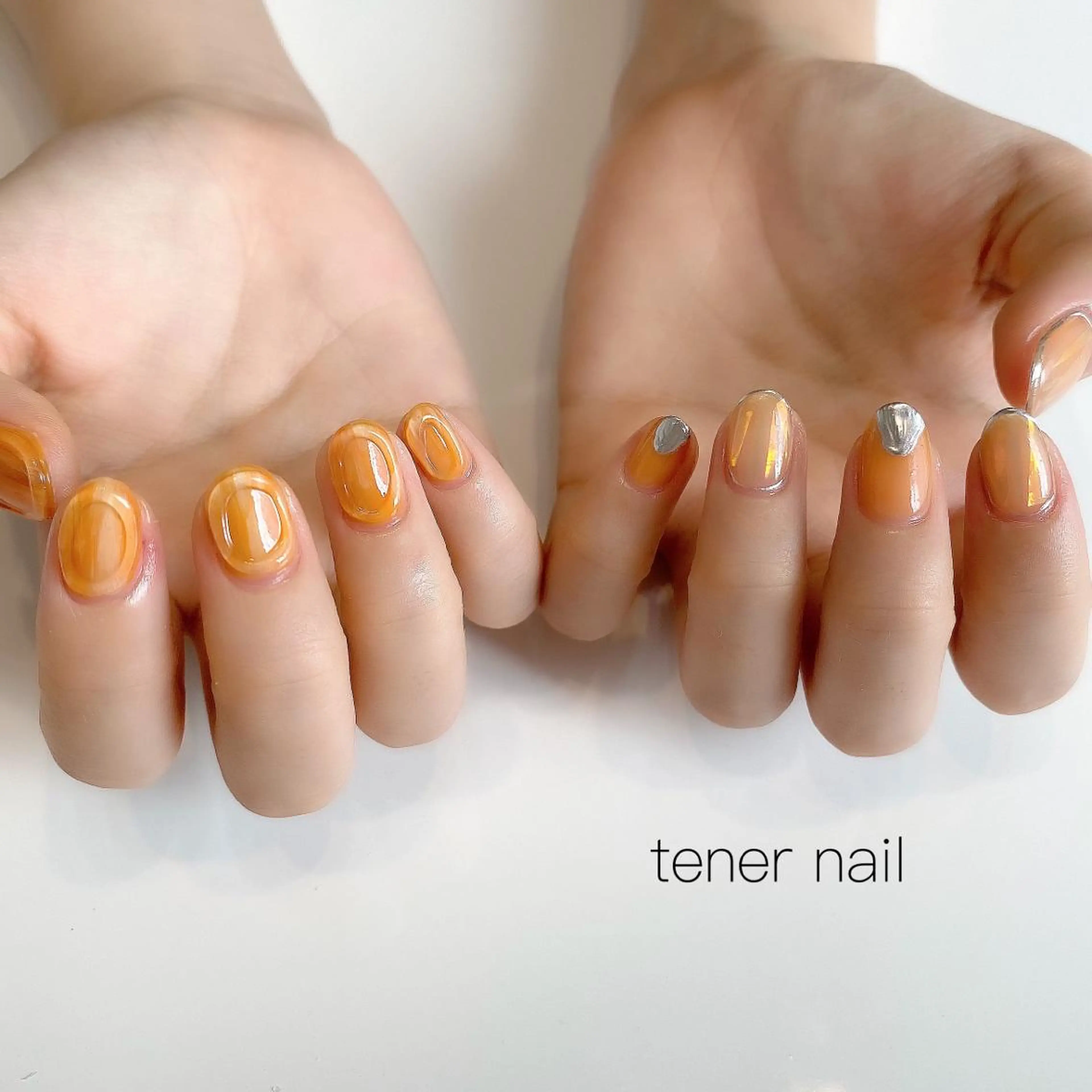 ネイル ニュアンスネイル オレンジ テネルネイル tener nailのネイルデザイン