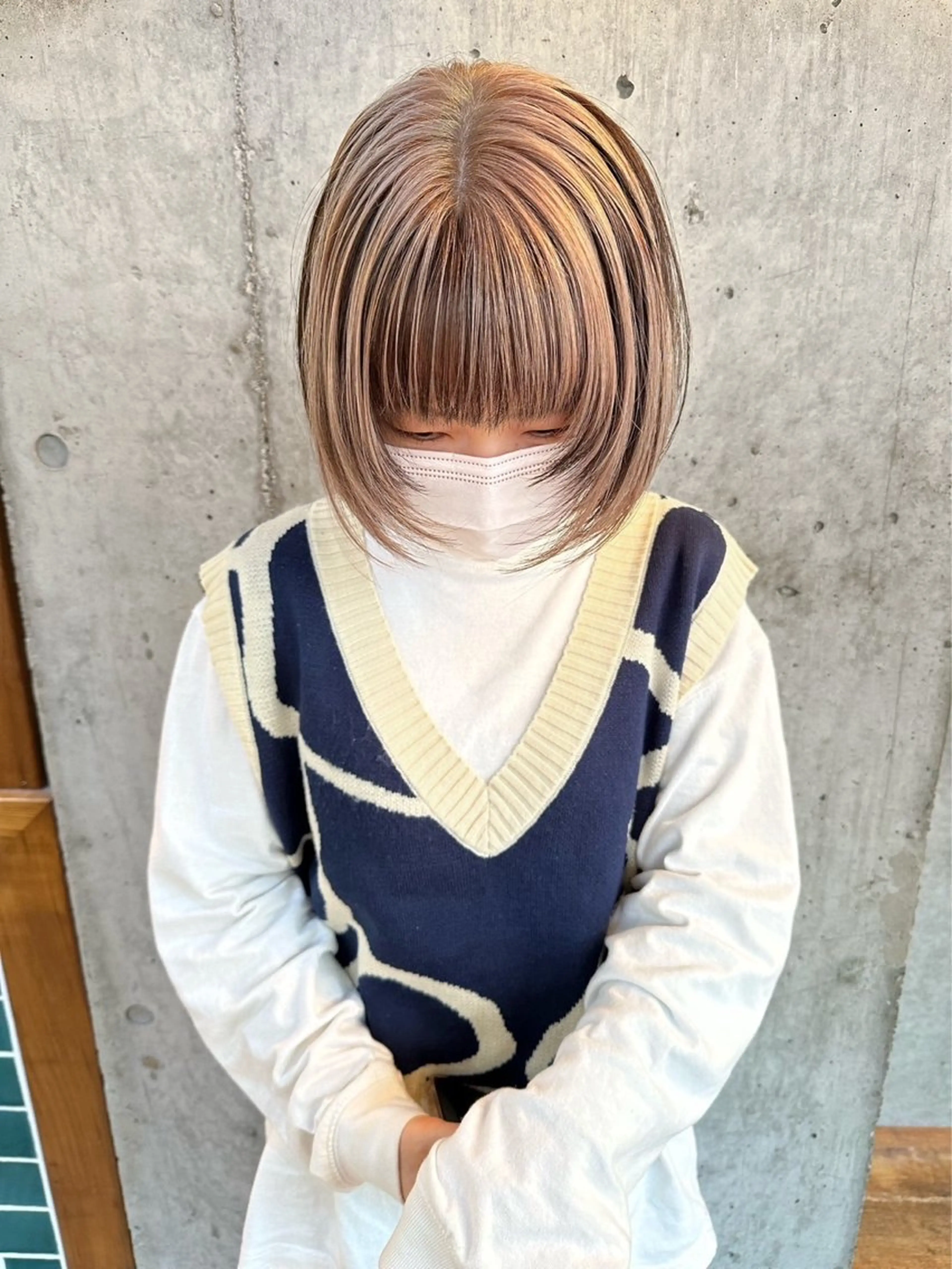 セミロング ヘアカラー ♥️ボブ/ブリーチ なしカラー/mahoのヘアスタイル