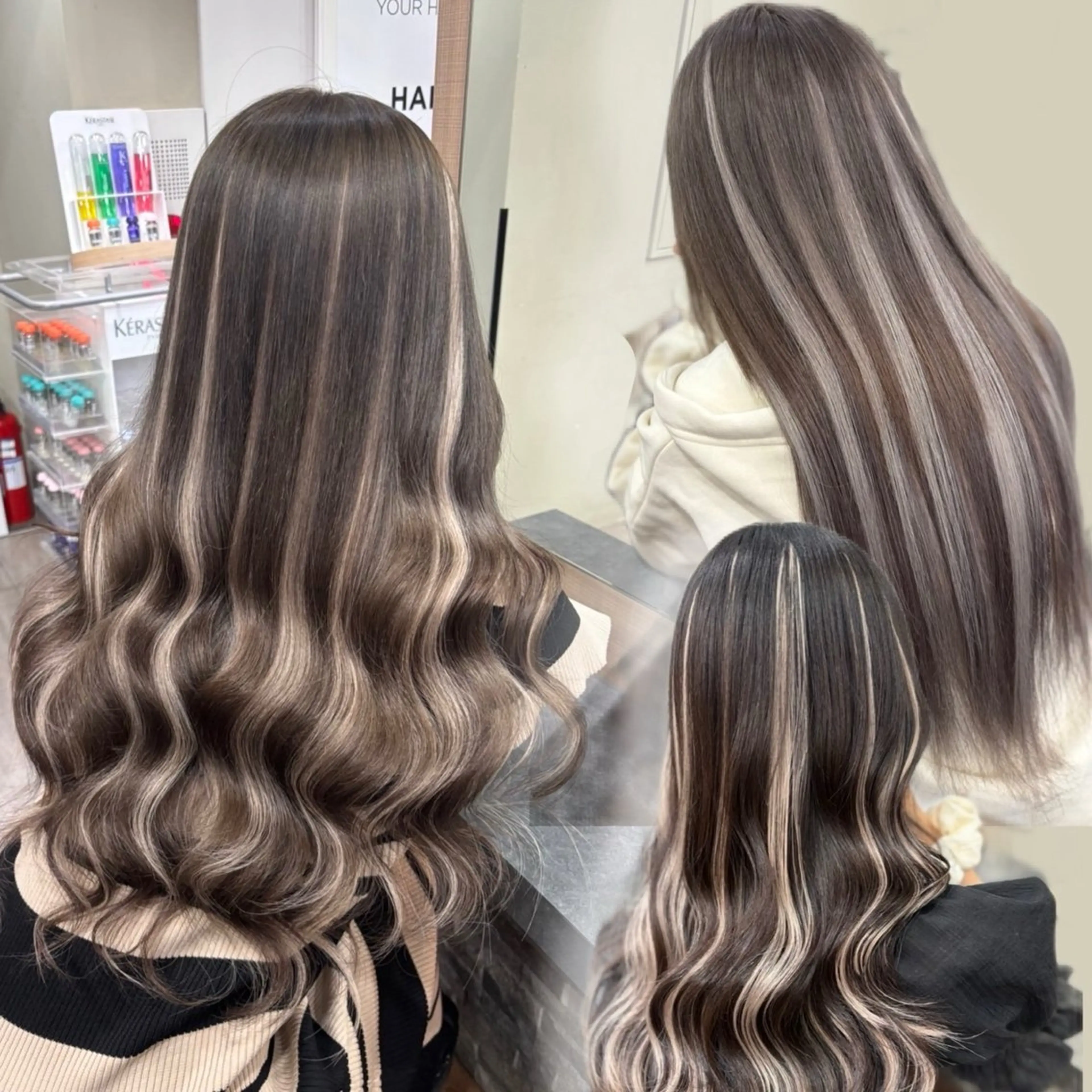 ロング カラー シールエクステ ブリーチ デザインカラー ハイライトカラー エクステ カット ヘアカラー エクステ 横浜/エクステ特化× 艶カラー/あいかのヘアスタイル