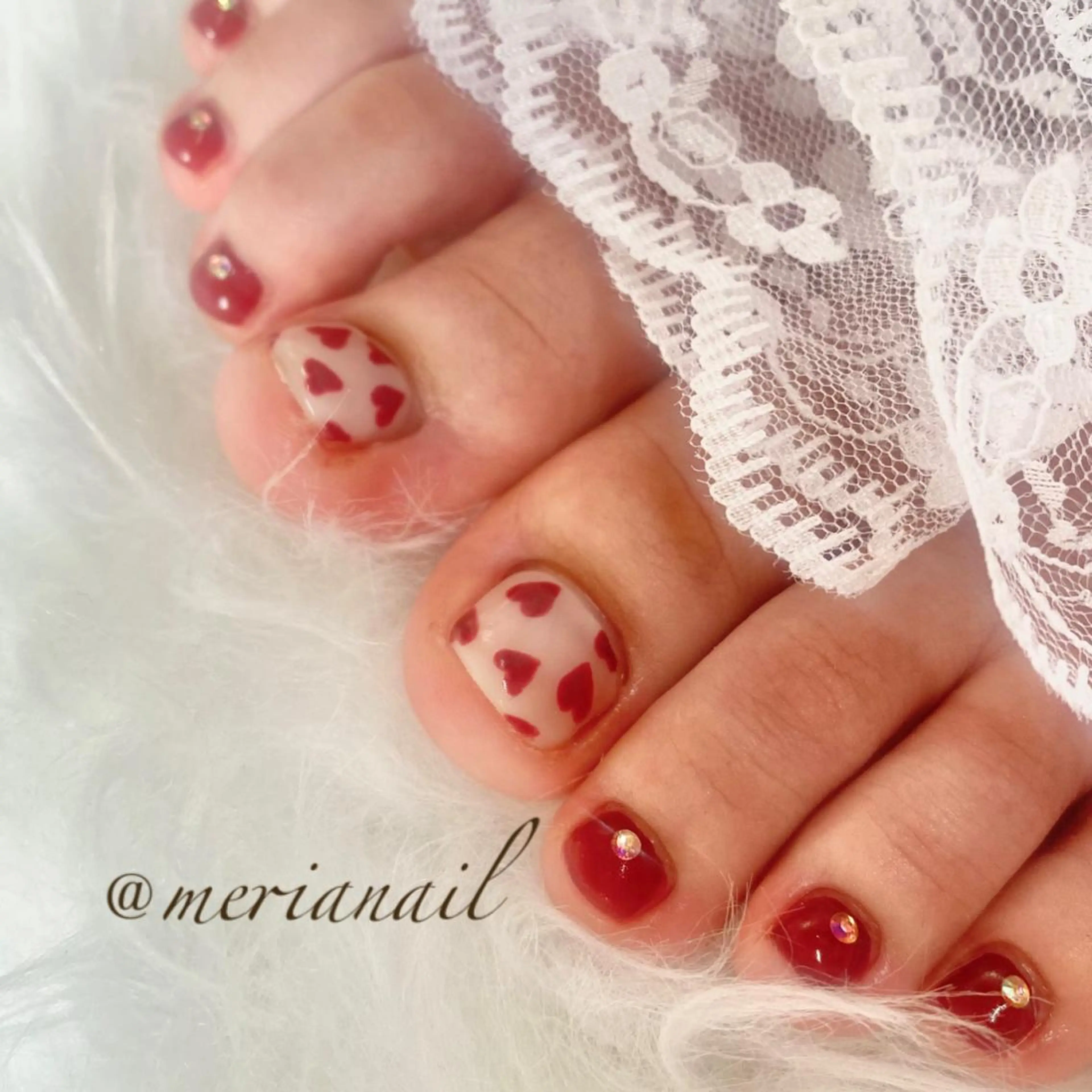 ショート カラー メンズ キッズ ネイル フットネイル ハート メンズネイル バレンタイン フットネイル INFINITY Sachiのネイルデザイン