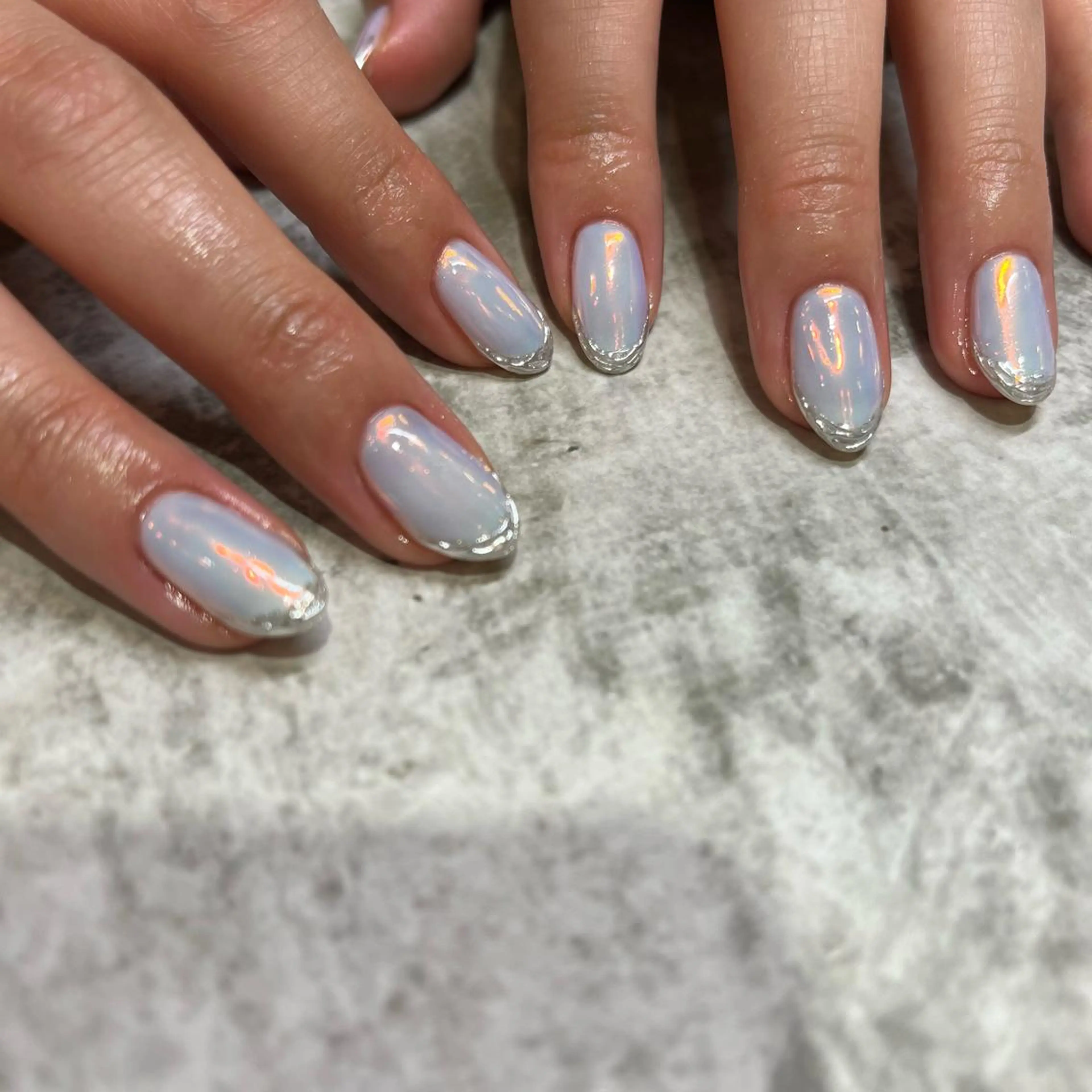 ネイル オーロラネイル フレンチネイル ミラーネイル ハンドネイル eri chan nailのネイルデザイン