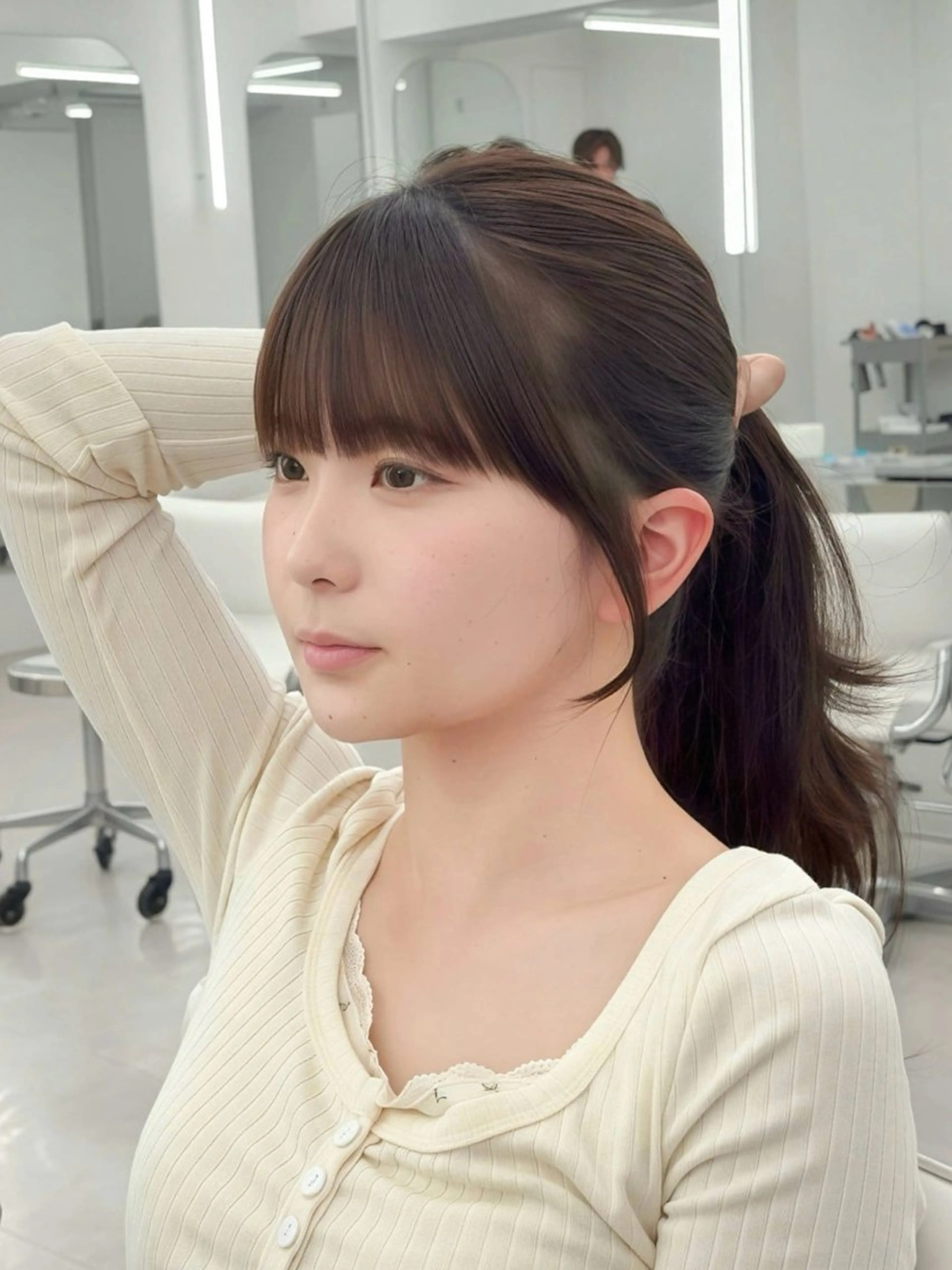 ロング カラー レイヤーカット 小顔カット カット ヘアカラー トリートメント 韓国ヘア/レイヤー/ 顔まわり足立遥奈のヘアスタイル