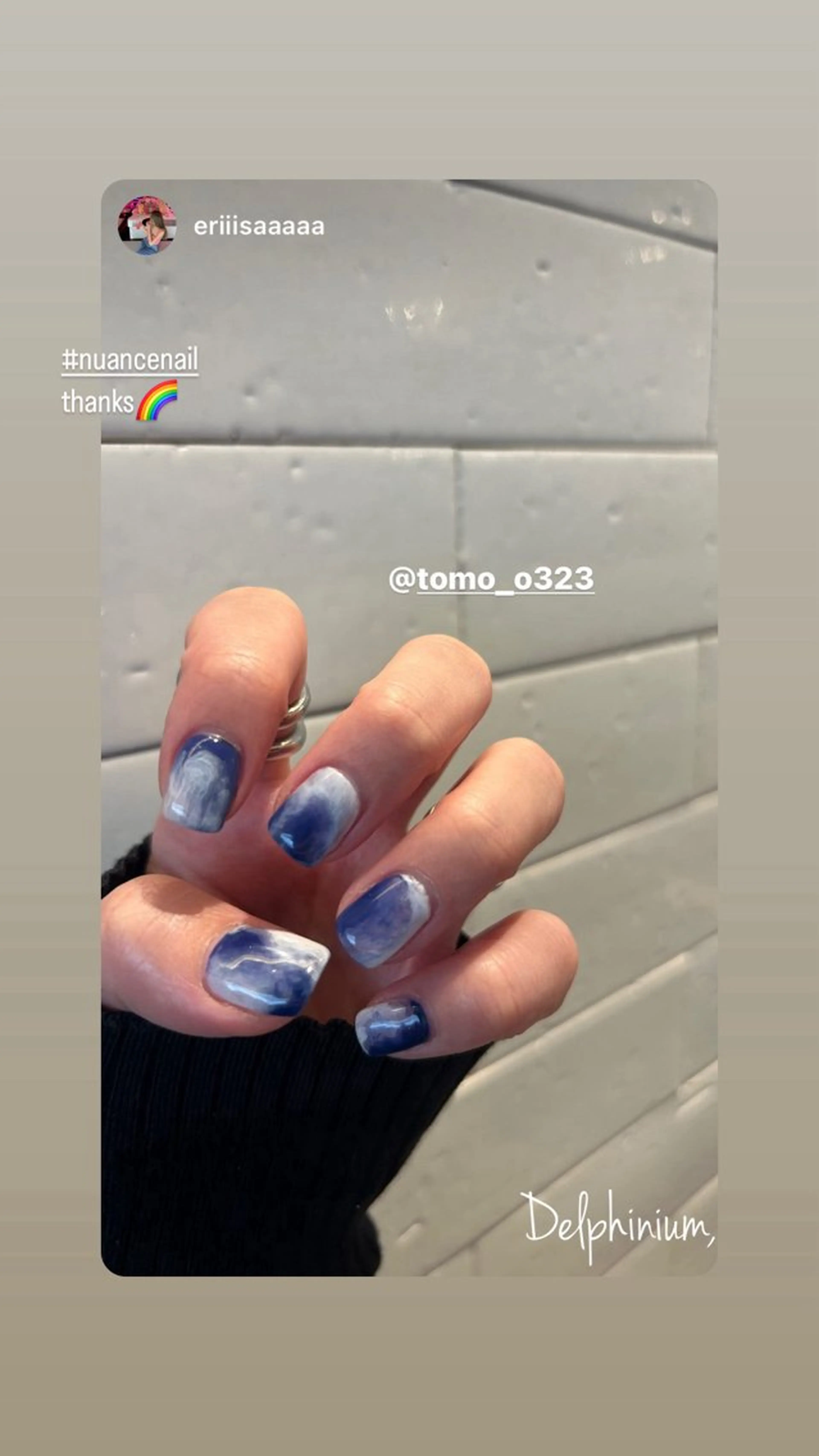 ネイル ブルー ニュアンスネイル ショートネイル シルバー ハンドネイル 岡本 友恵のネイルデザイン