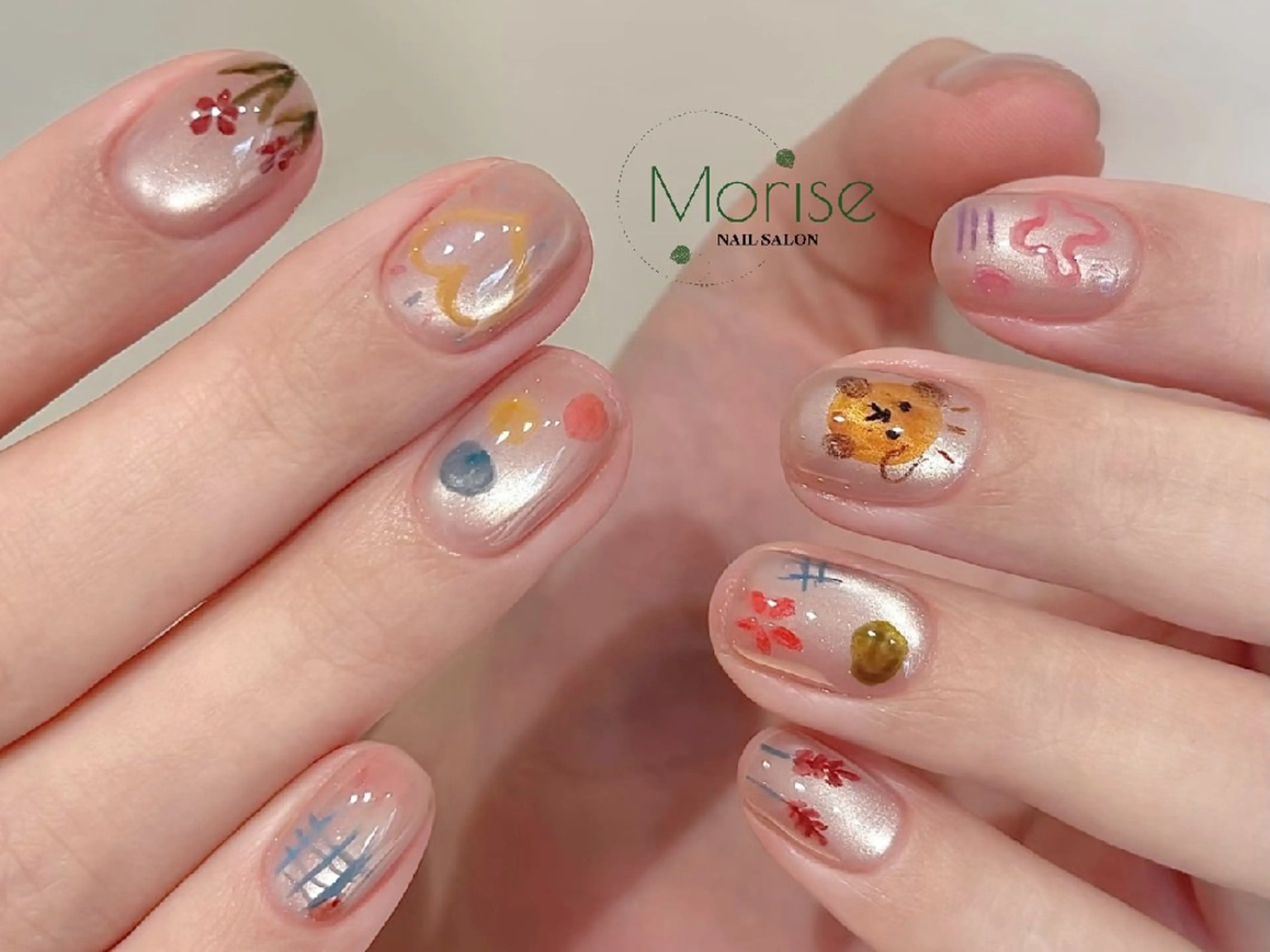 ネイル フットネイル フレンチネイル ジェルネイル ガラスフレンチ 韓国ネイル ハンドネイル ハンドケア MoriseNail 原宿店のネイルデザイン