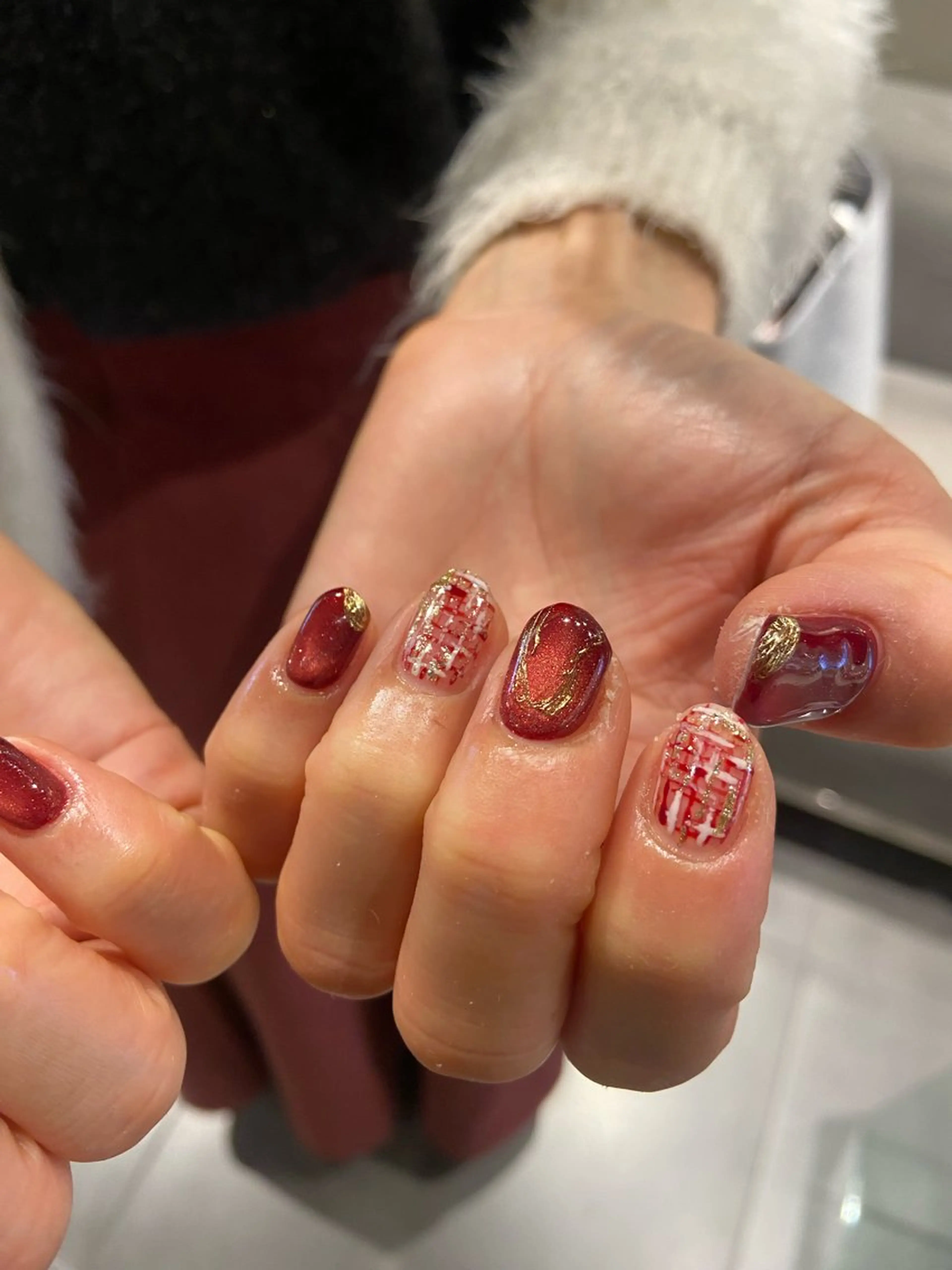 ネイル ガーリー ハート リボン OAK Nazuna🌺のネイルデザイン