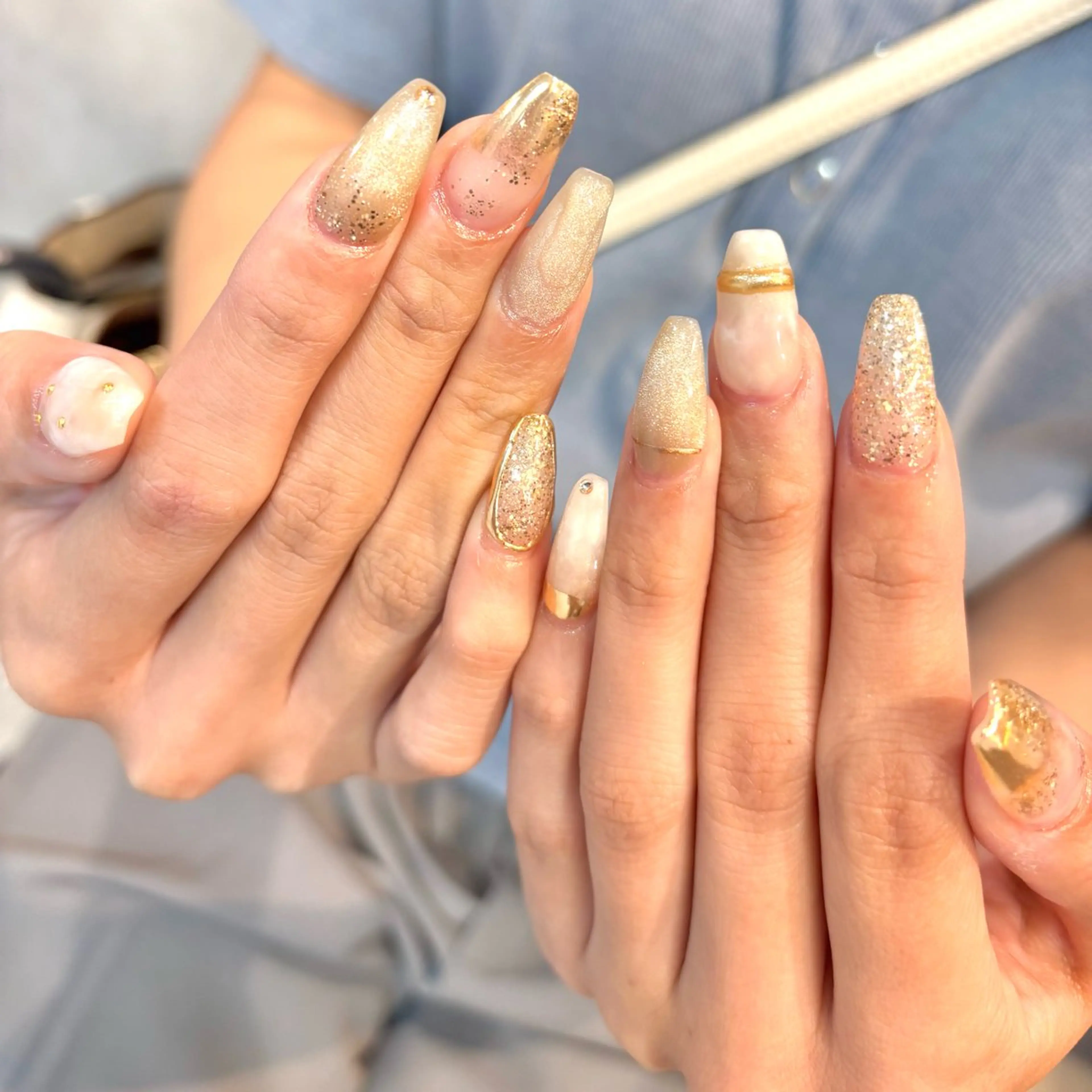 ネイル ロングネイル ミラーネイル ニュアンスネイル スカルプネイル ハンドネイル Chipie_ ayanoのネイルデザイン