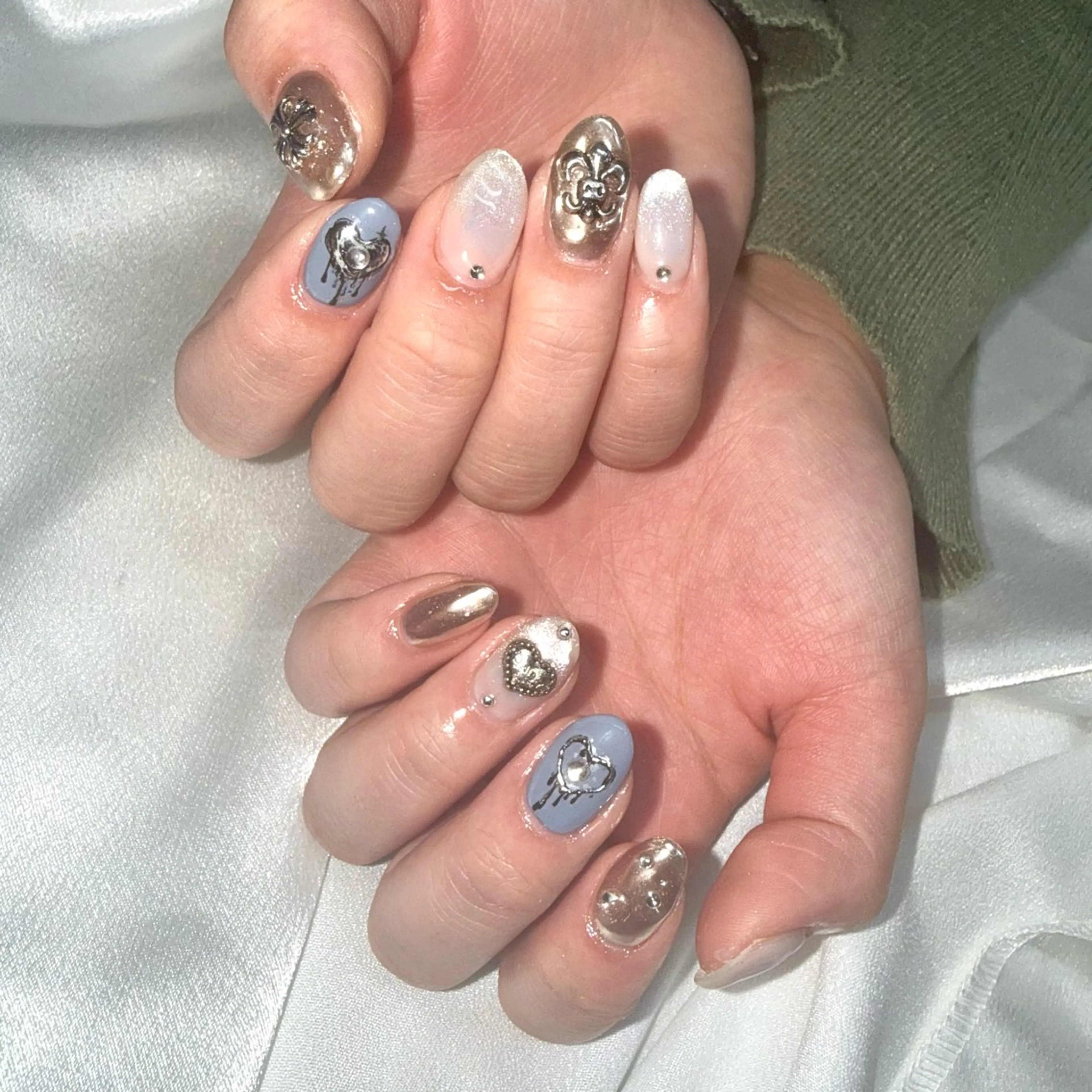 ネイル ブルー シルバー ハンドネイル ★Rinail... .のネイルデザイン