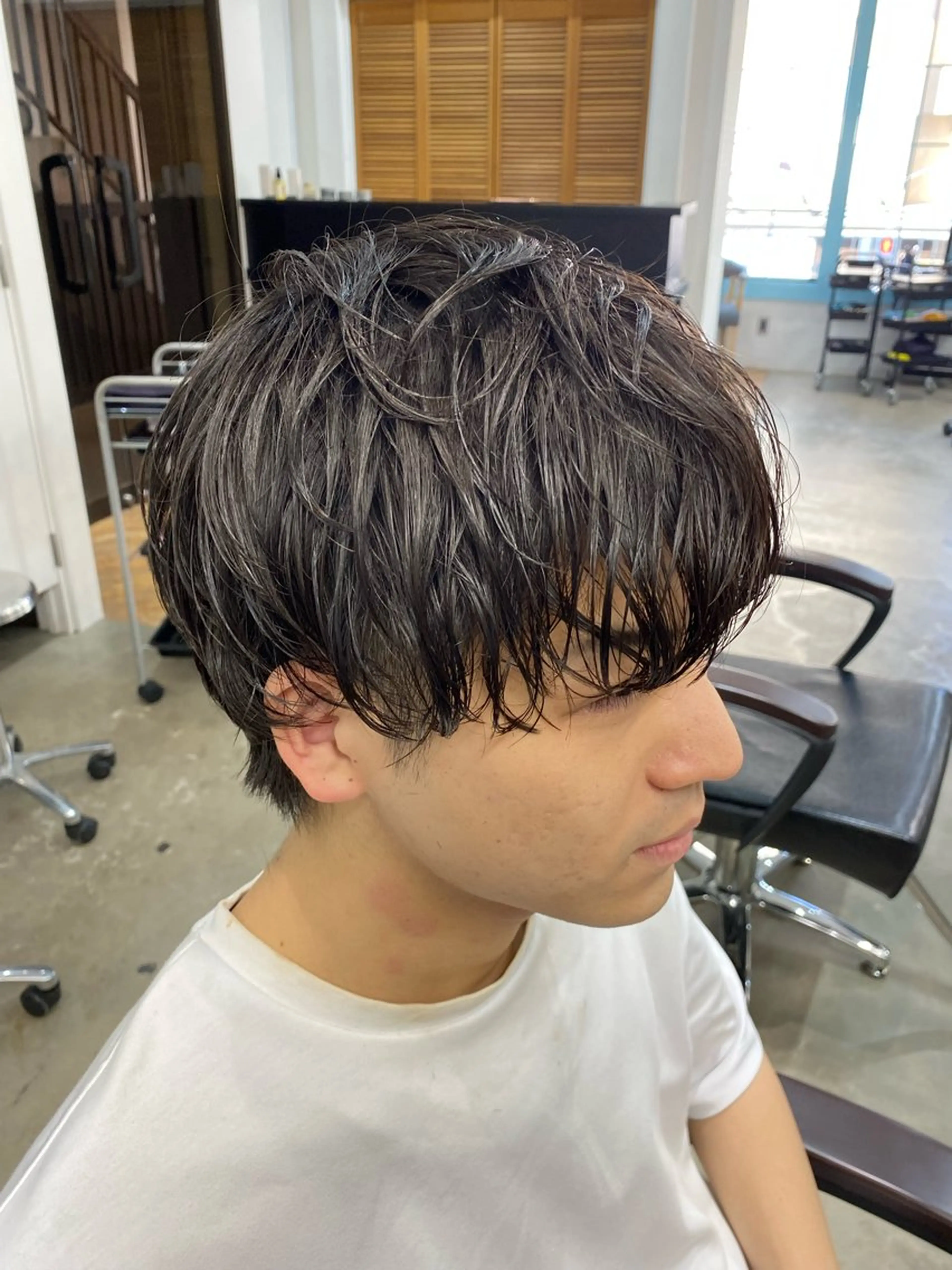 ミディアム パーマ メンズ カット パーマ トリートメント レイヤーボブ/ 艶カラー/サナ🌼のヘアスタイル