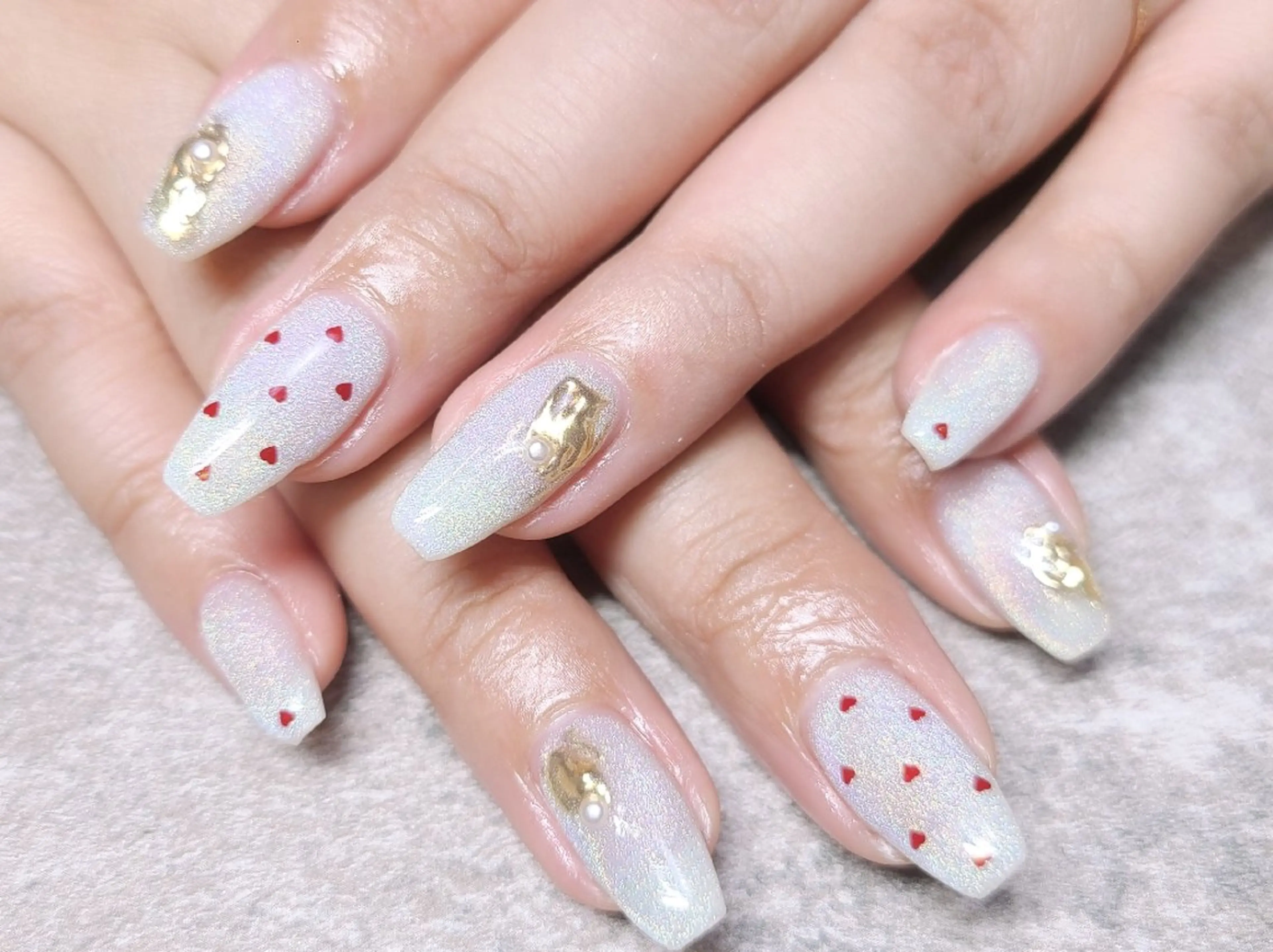 ネイル ハート ハンドネイル Coquille ネイル　ハセガワのネイルデザイン