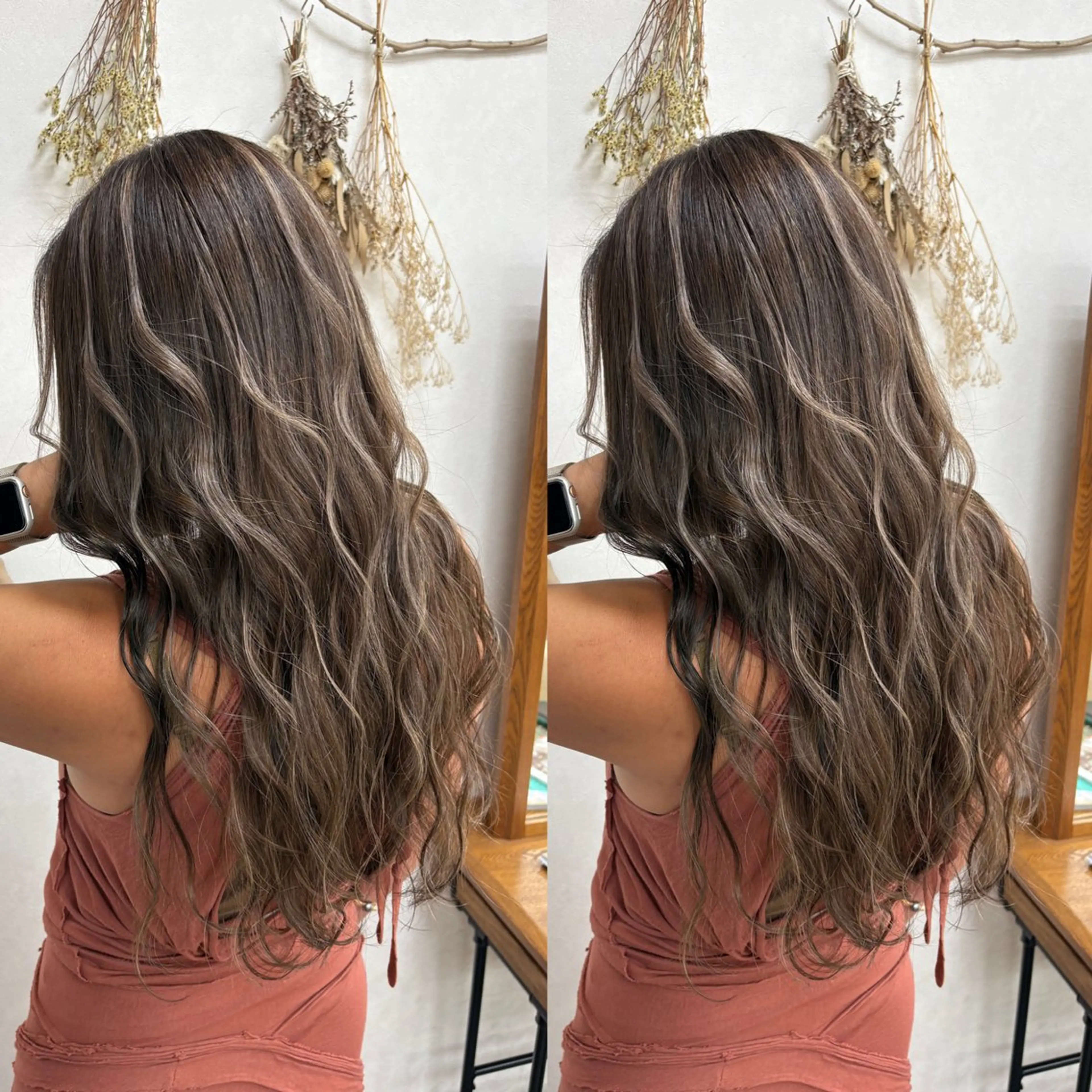 ロング ハイライト ヘアカラー トリートメント issy/ハイライト ハイトーン／レイヤーのヘアスタイル