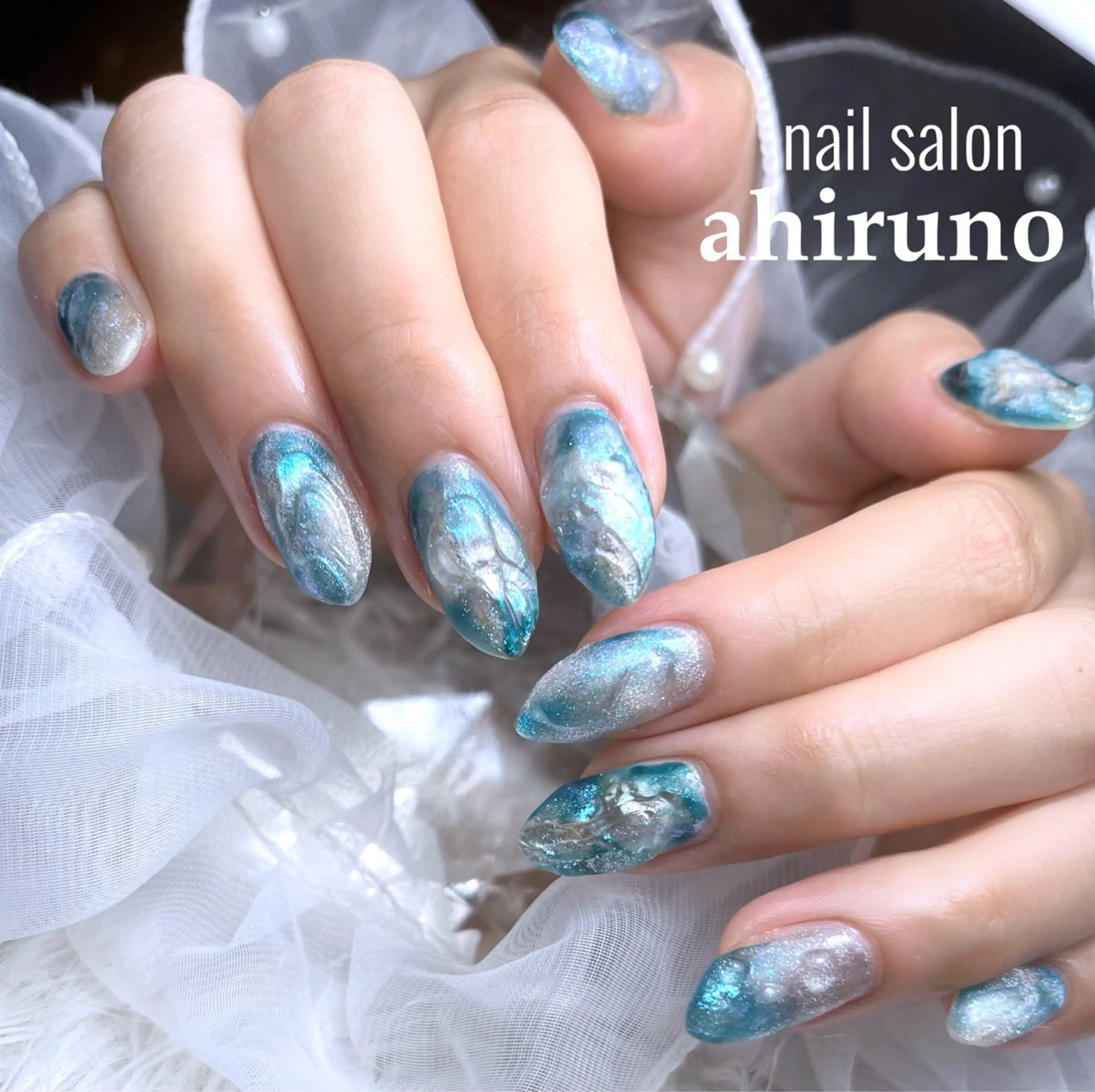 ネイル ブルー ニュアンスネイル 夏ネイル 東京あきる野市ネイル ✿ ｙｕiのネイルデザイン