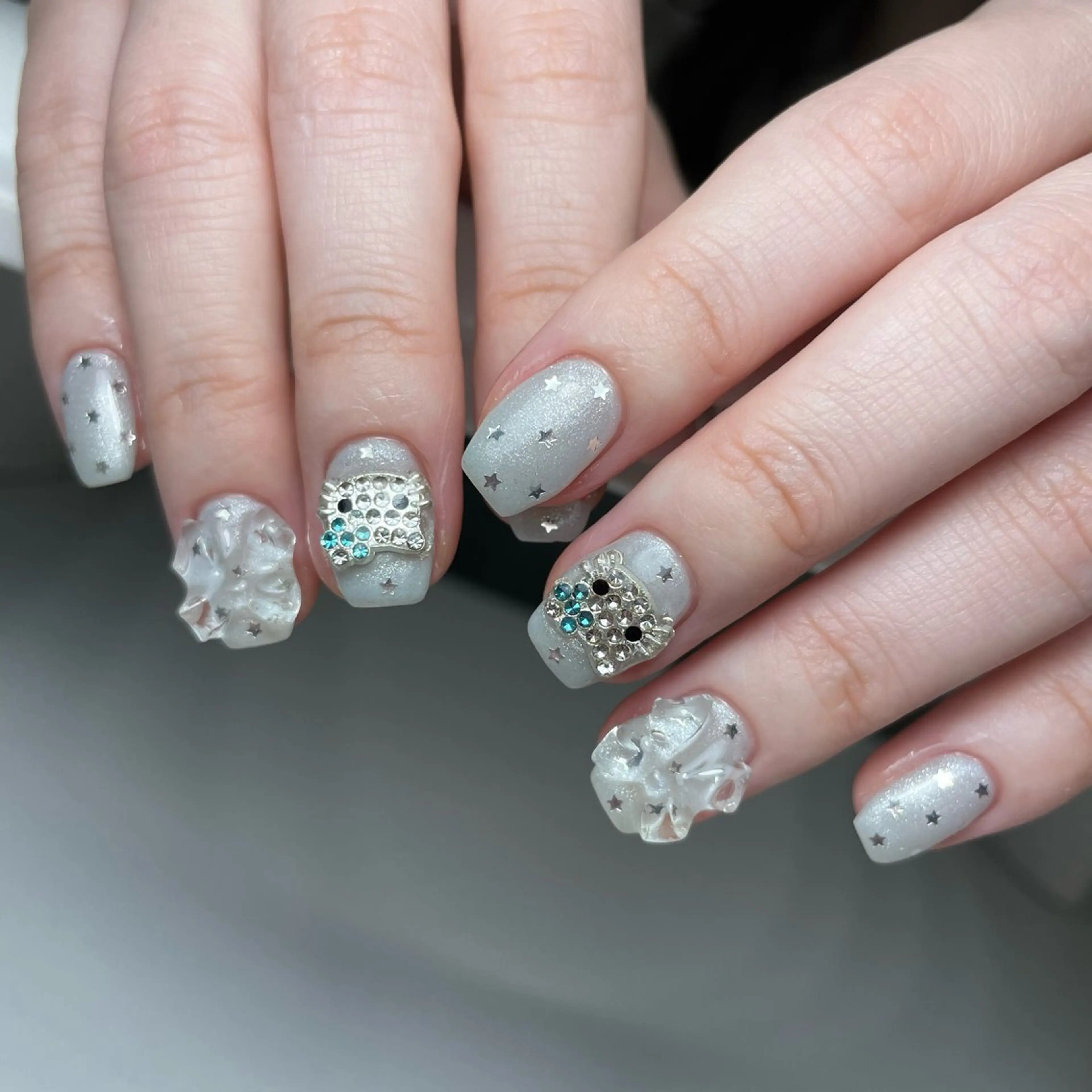 ネイル ブルー チークネイル フラッシュネイル フットネイル ジェルネイル ハンドネイル Sugar. ひかり໒꒱˚.*のネイルデザイン