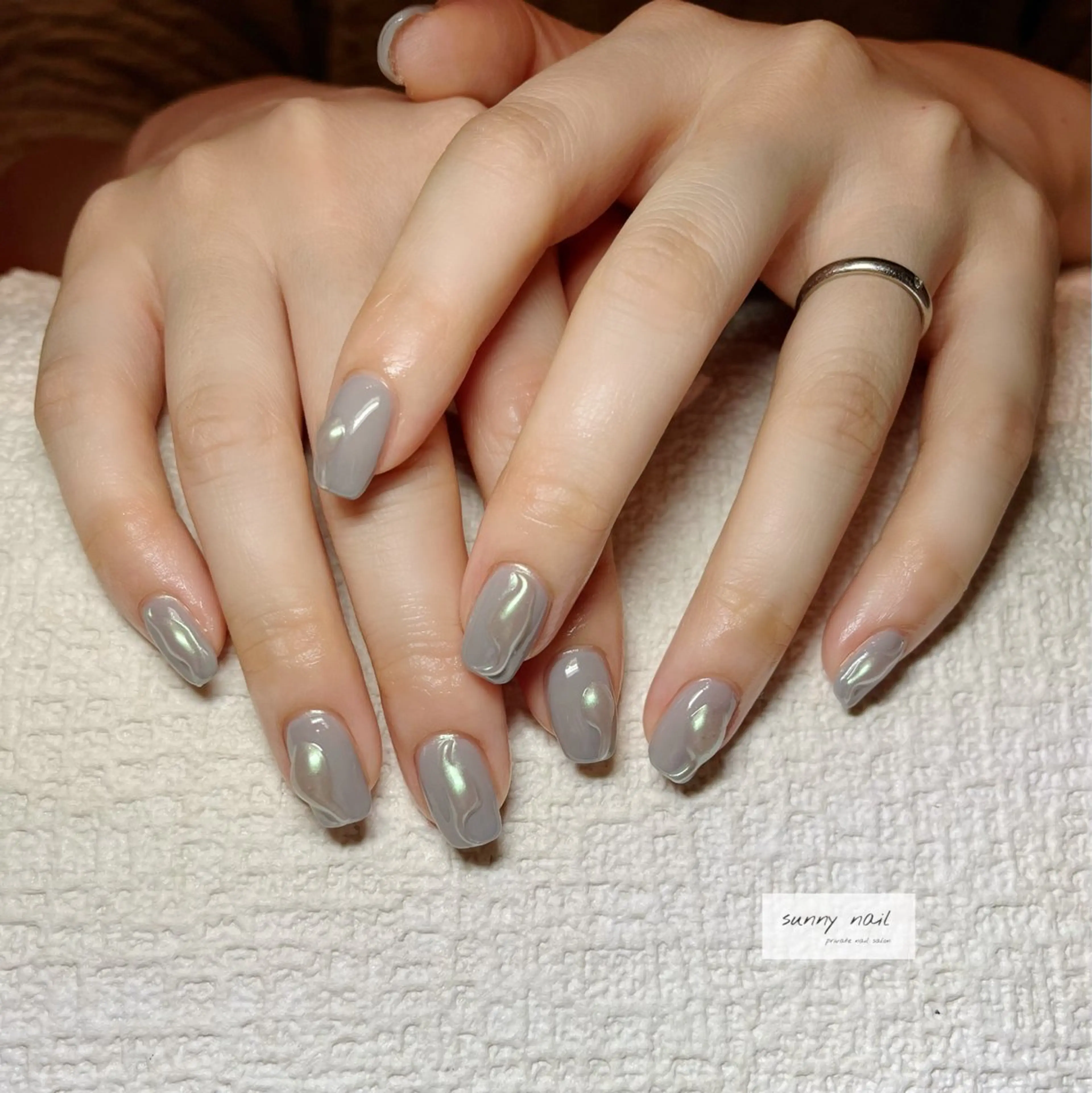 ネイル オーロラネイル ミラーネイル ぷっくりネイル sunny nailのネイルデザイン