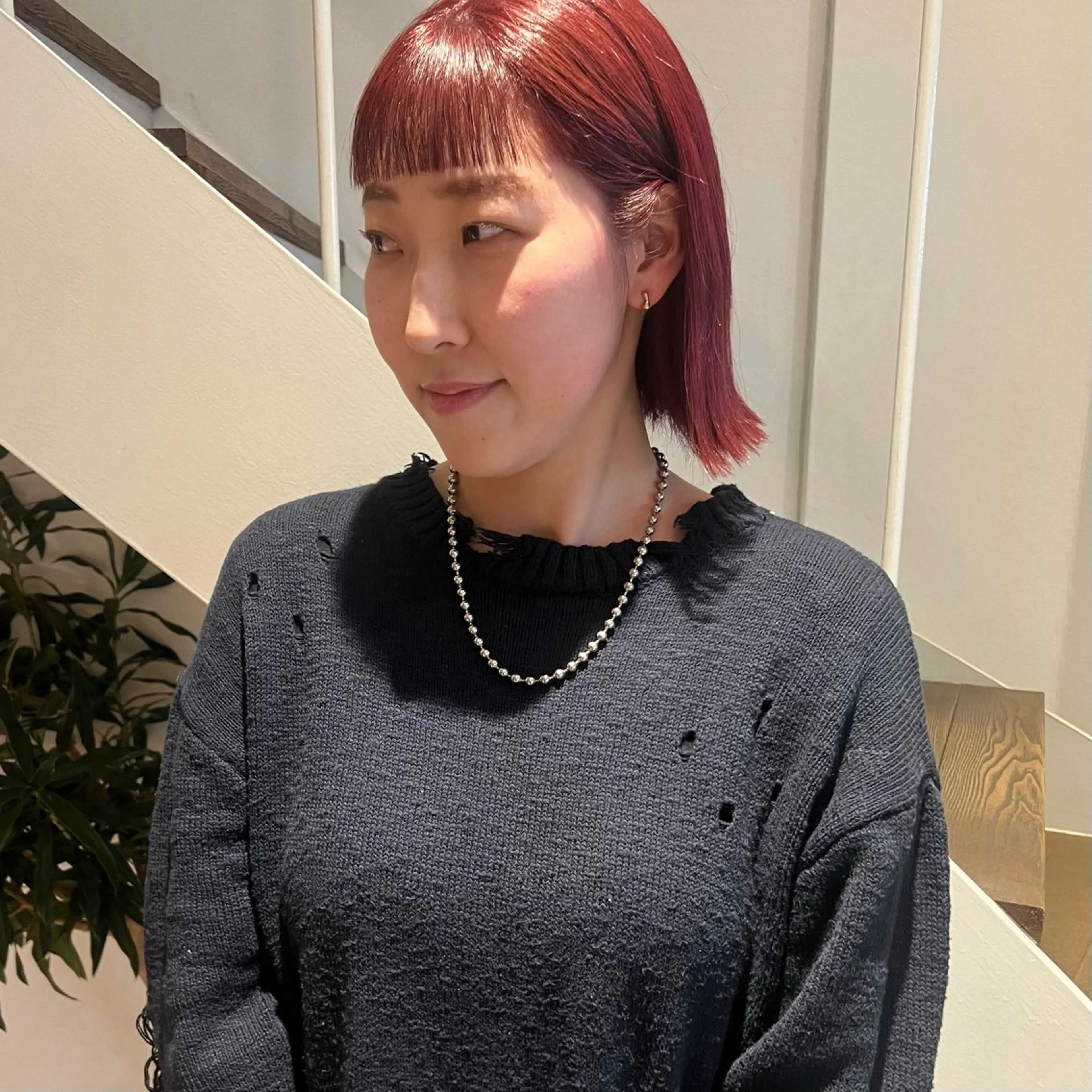 ショート 切りっぱなしボブ ボブ 外ハネヘア カット ヘアカラー ボブ/透明感カラー /坂口恵梨子のヘアスタイル