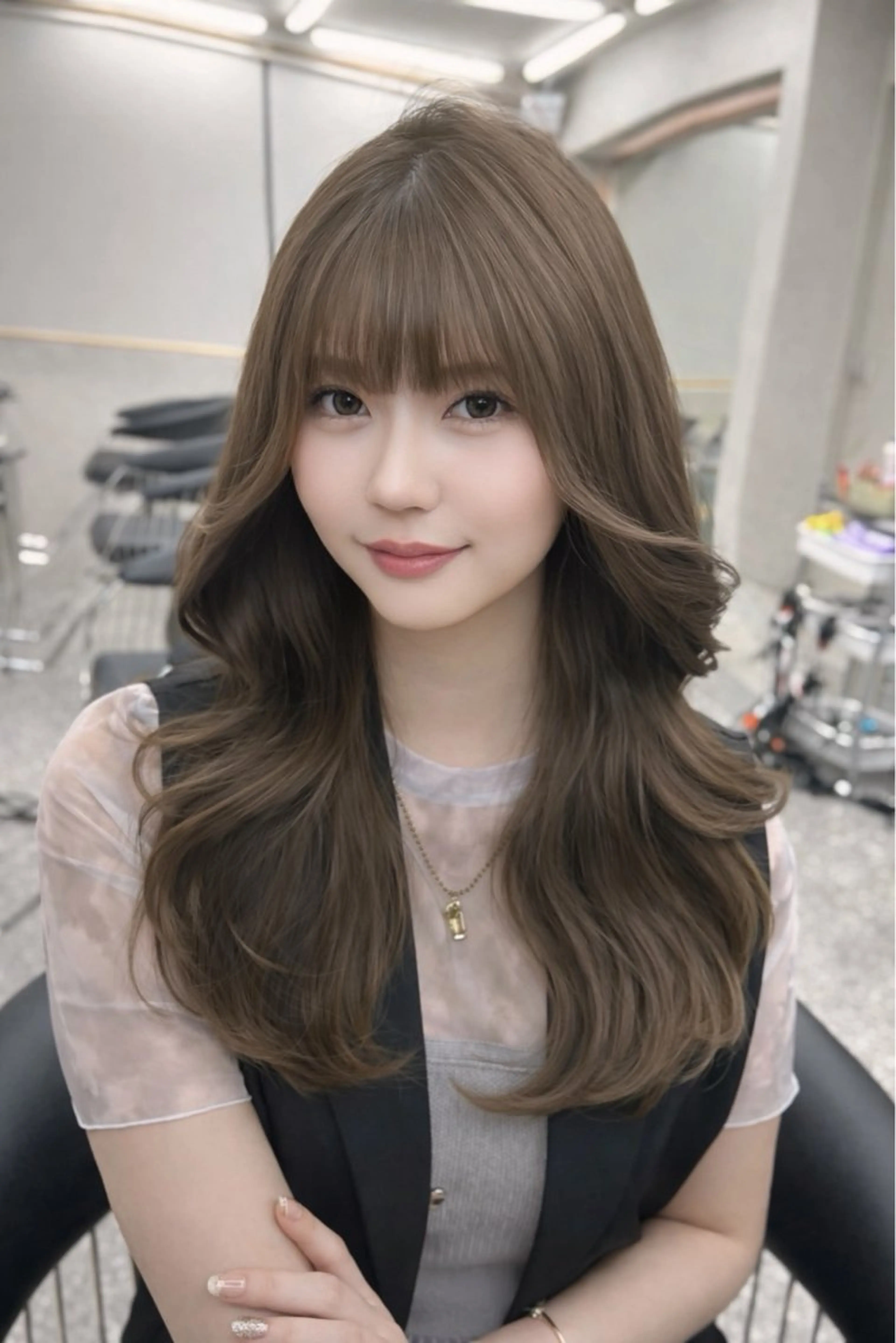 ロング カット ヘアカラー トリートメント 博多ベージュ 🐻松井傑のヘアスタイル