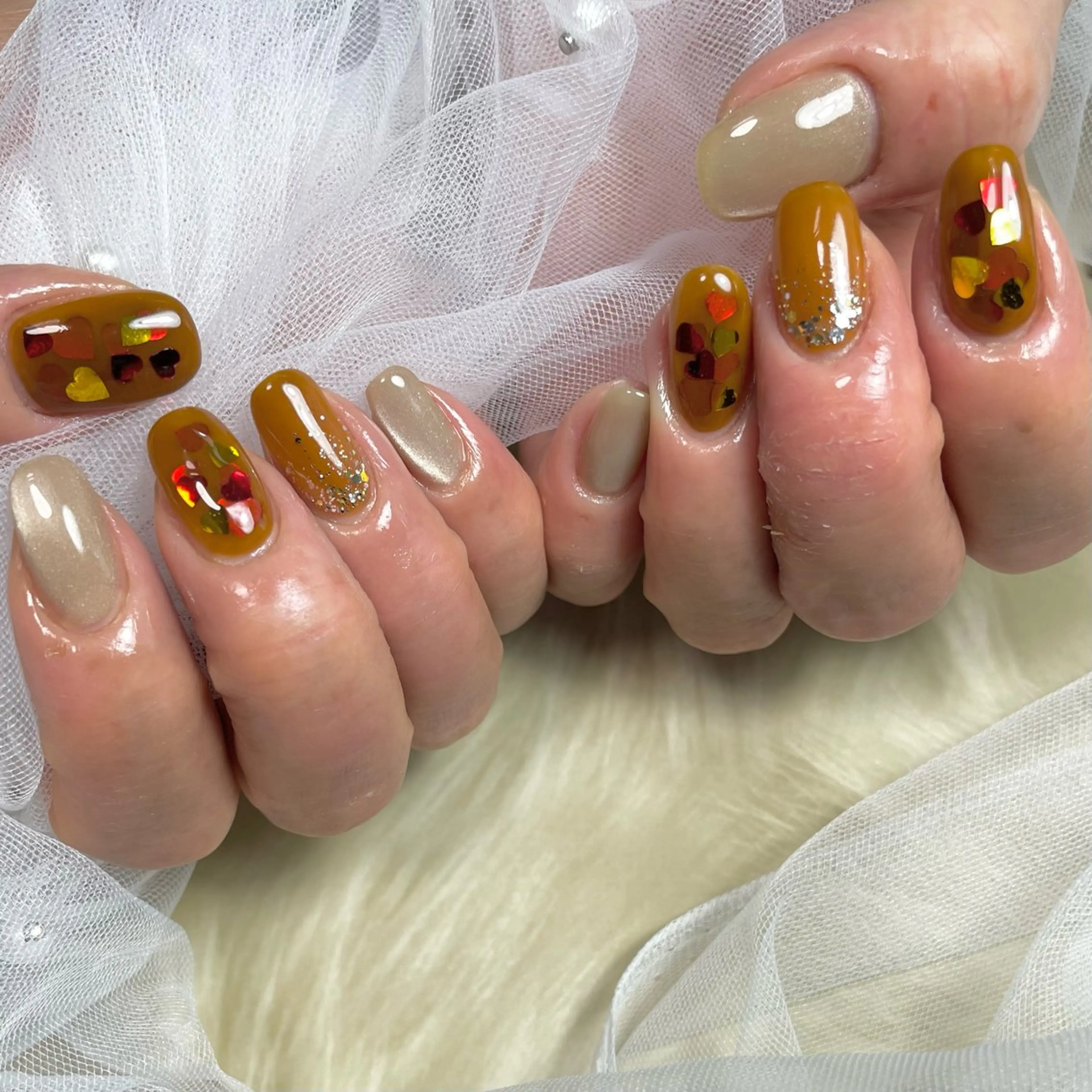 ネイル ハート バレンタイン 粟津 美紀のネイルデザイン