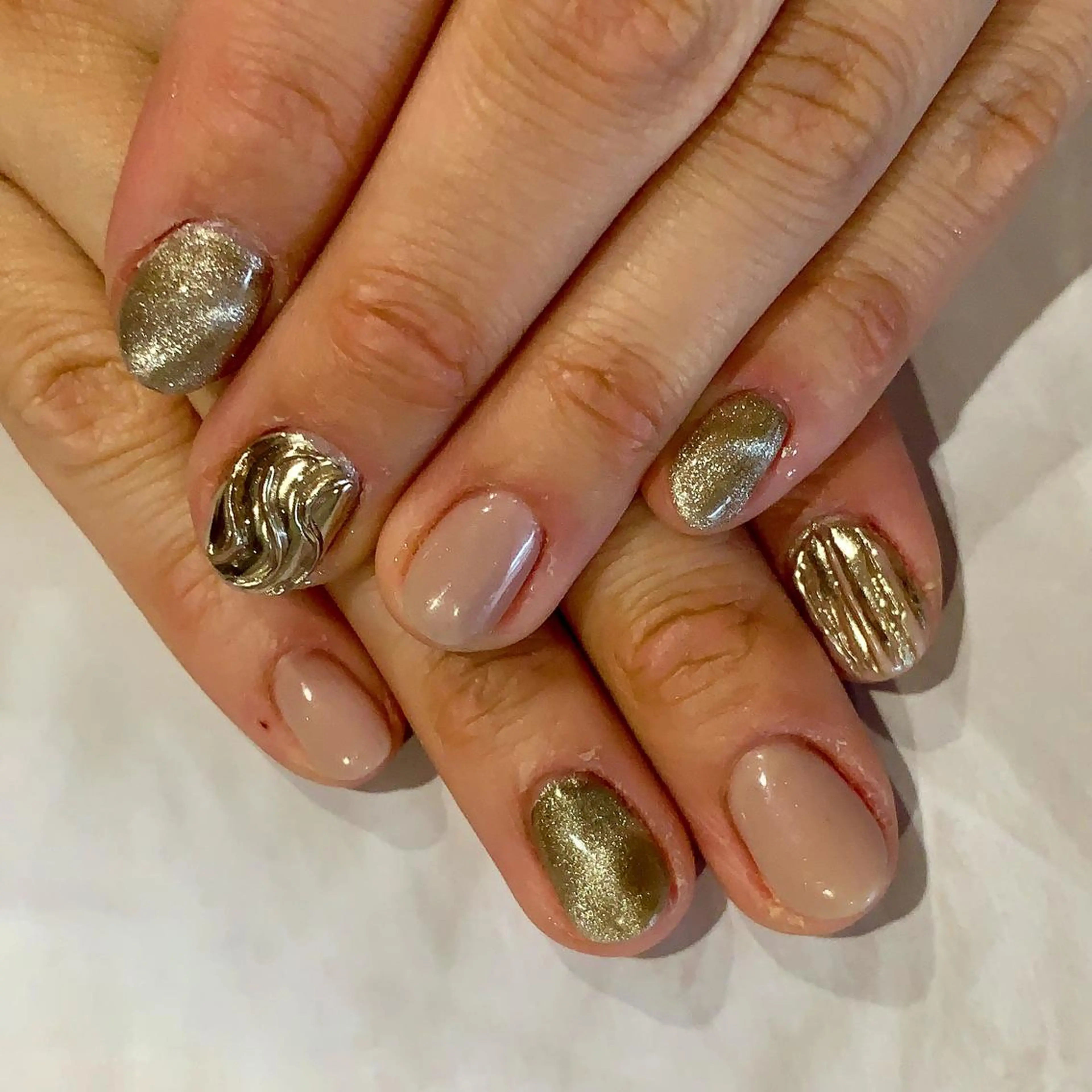 ネイル マグネットネイル ミラーネイル 春ネイル ❃YUMEMI ❃のネイルデザイン