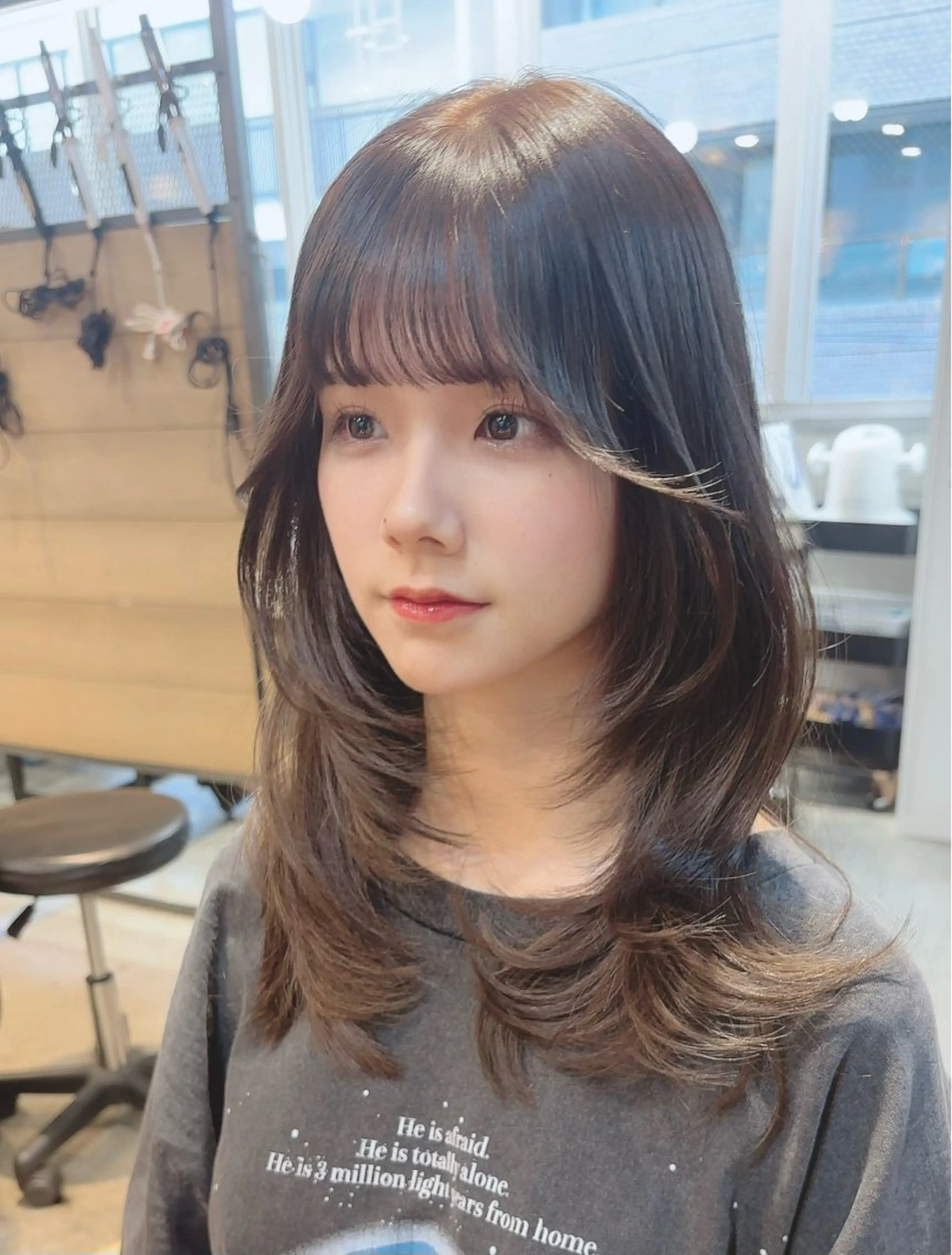 ミディアム カラー ヘアアレンジ 新宿/髪質改善/ 縮毛矯正/松永ゆいのヘアスタイル