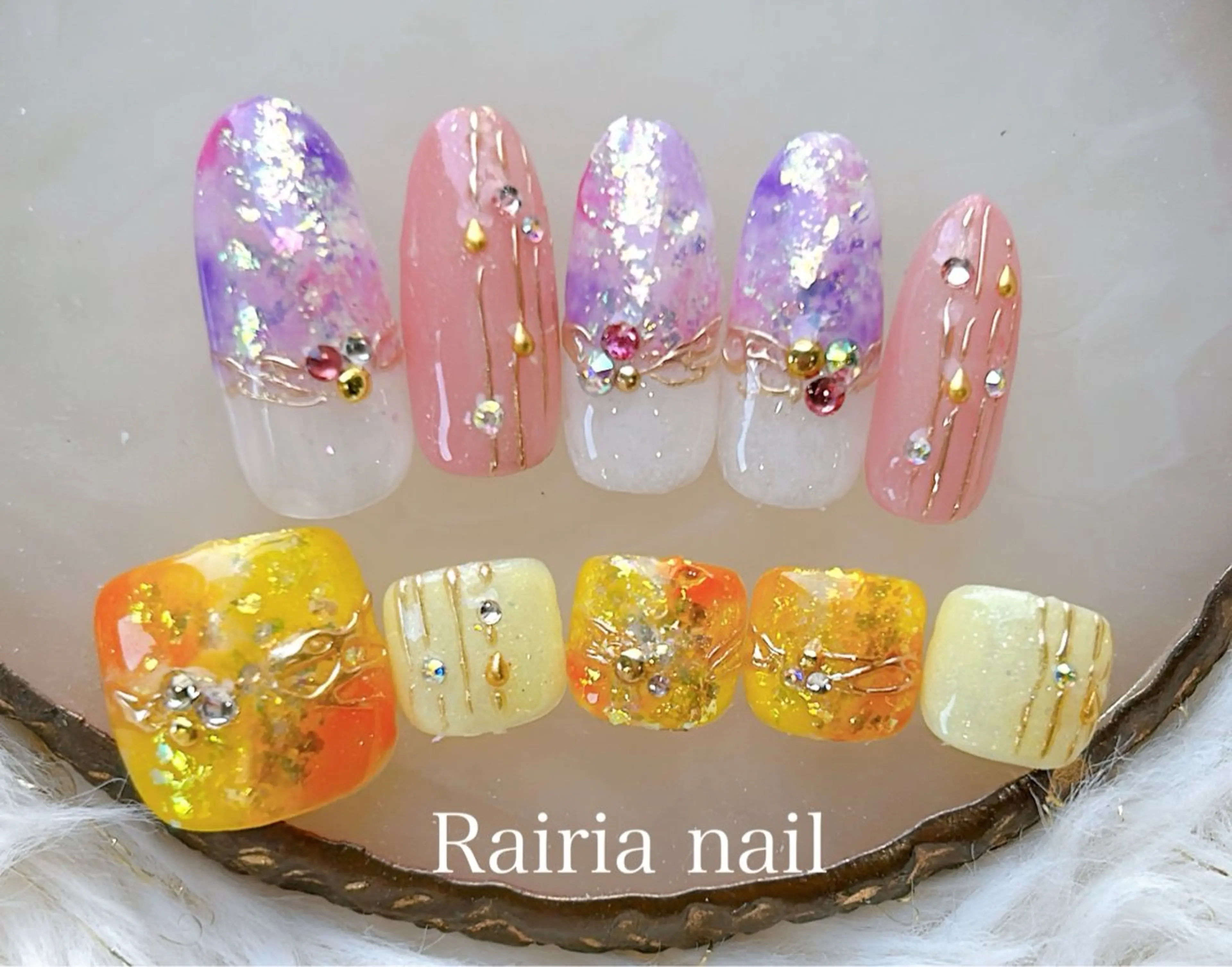 ネイル アートネイル ジェルネイル 持ち込み ニュアンスネイル パラジェル Rairia nail本八幡店のネイルデザイン