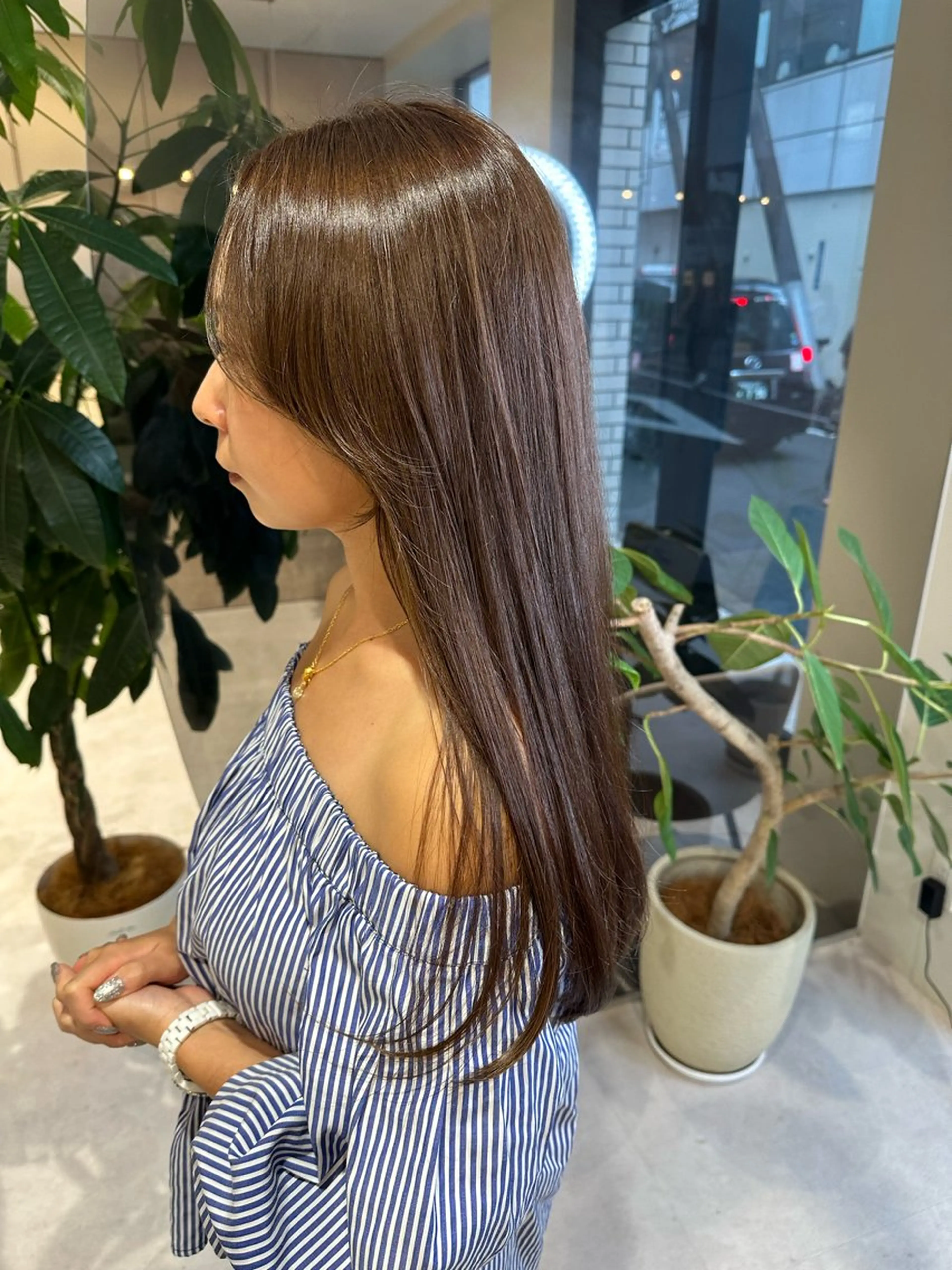 ロング カラー ベージュカラー 透明感カラー 地毛風縮毛矯正/ コウノリナのヘアスタイル