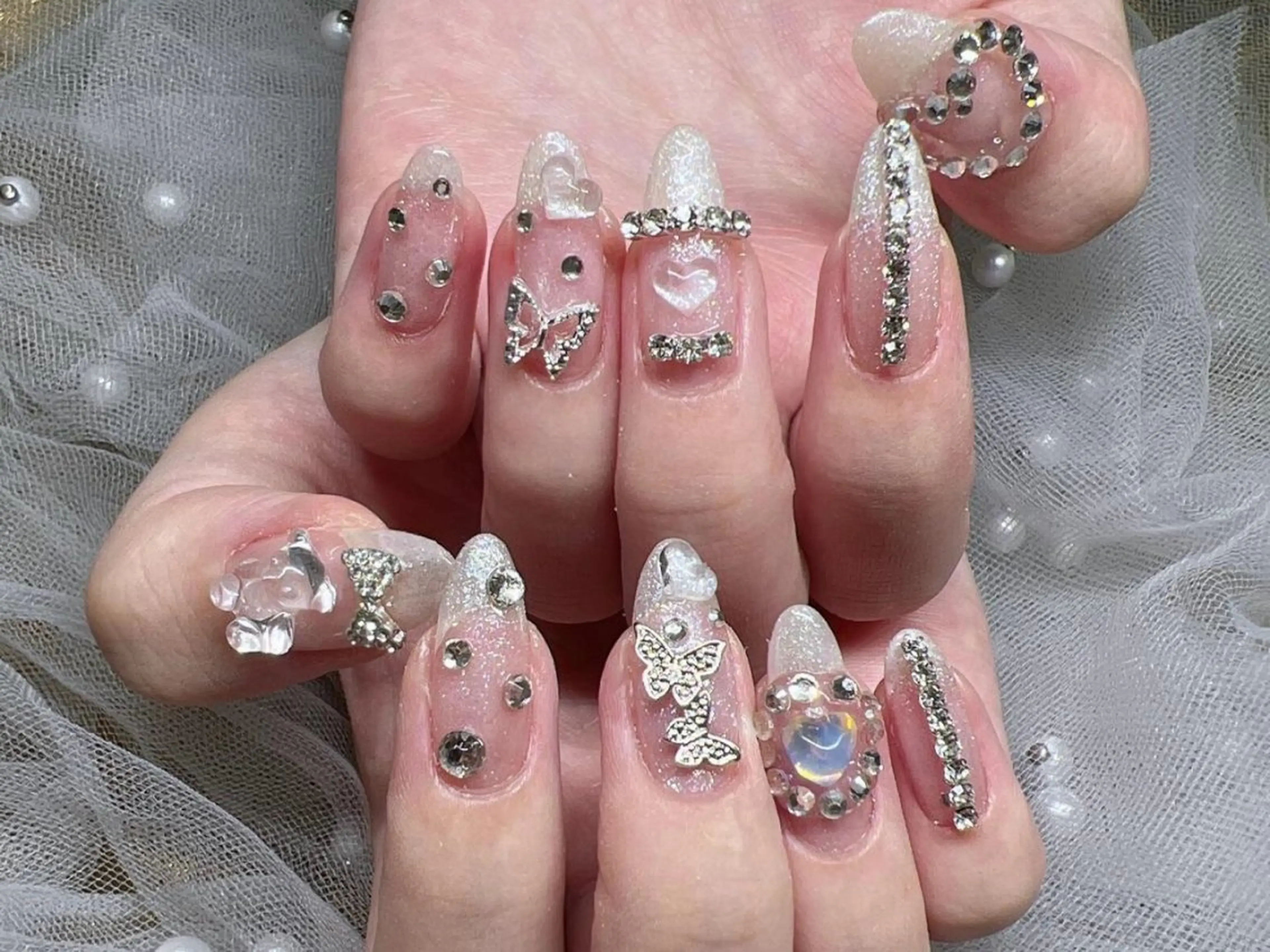 メンズ ネイル アートネイル フレンチネイル ジェルネイル キラキラネイル パラジェル ハンドネイル Bloom スカルプ専門店のネイルデザイン