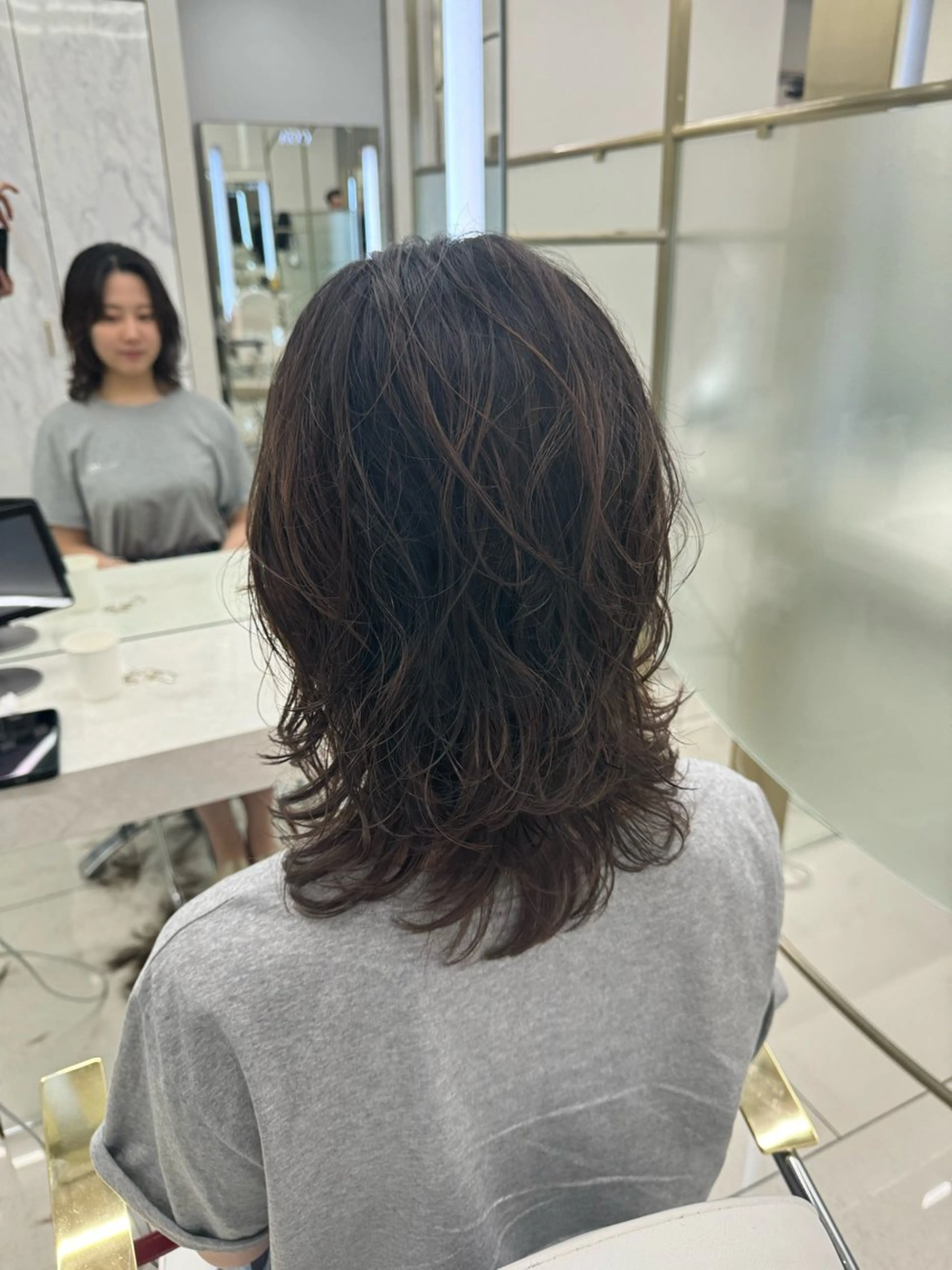 ミディアム パーマ カット トリートメント COA GINZA 空也/前髪/顔まわりのヘアスタイル
