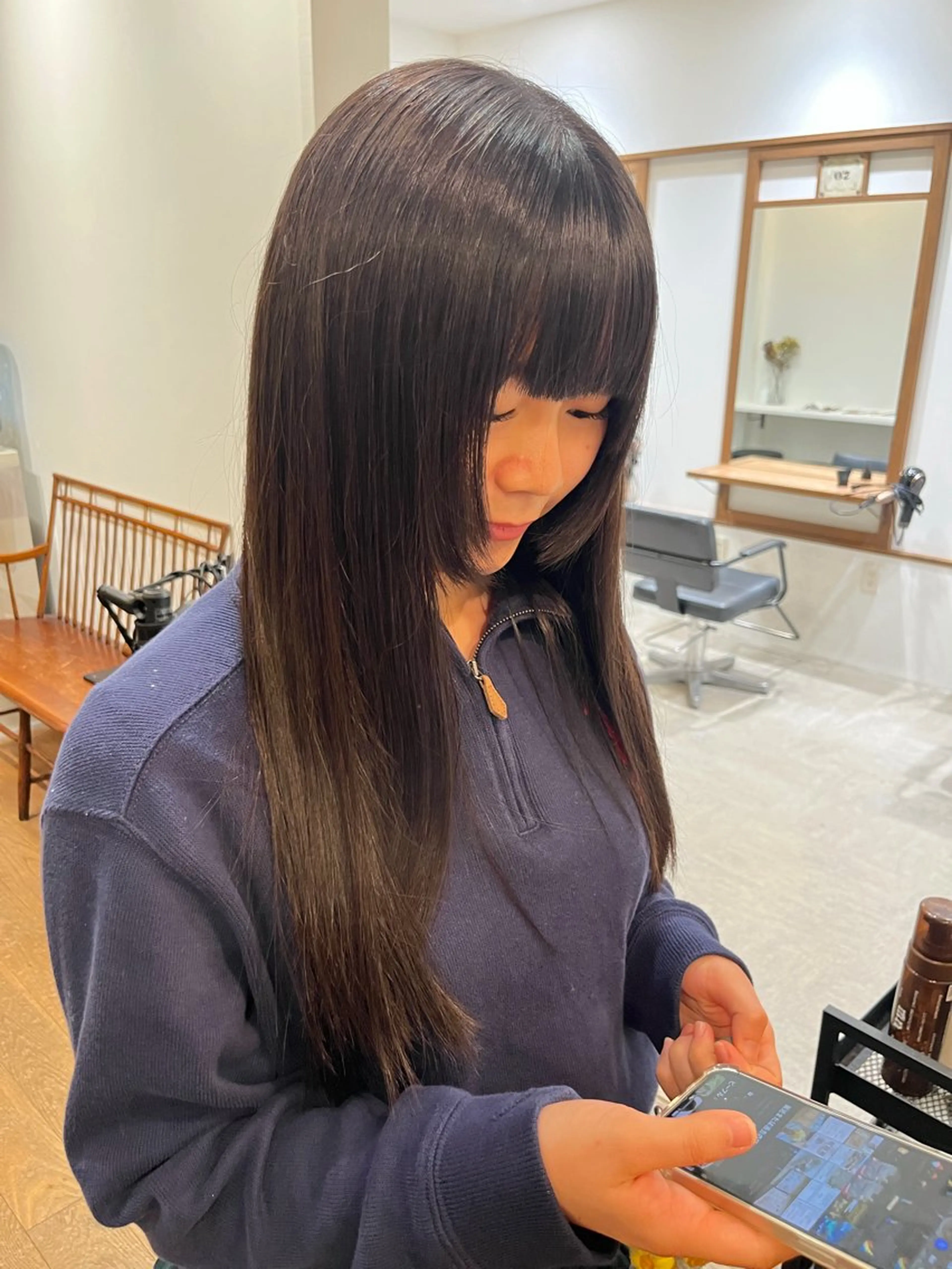 ロング カラー ヘアアレンジ 黒髪 ブリーチ ブルーカラー ブルーブラック トリートメント カット ヘアカラー トリートメント 無料カットモデル‪✨ ✂️Nanami🌷のヘアスタイル