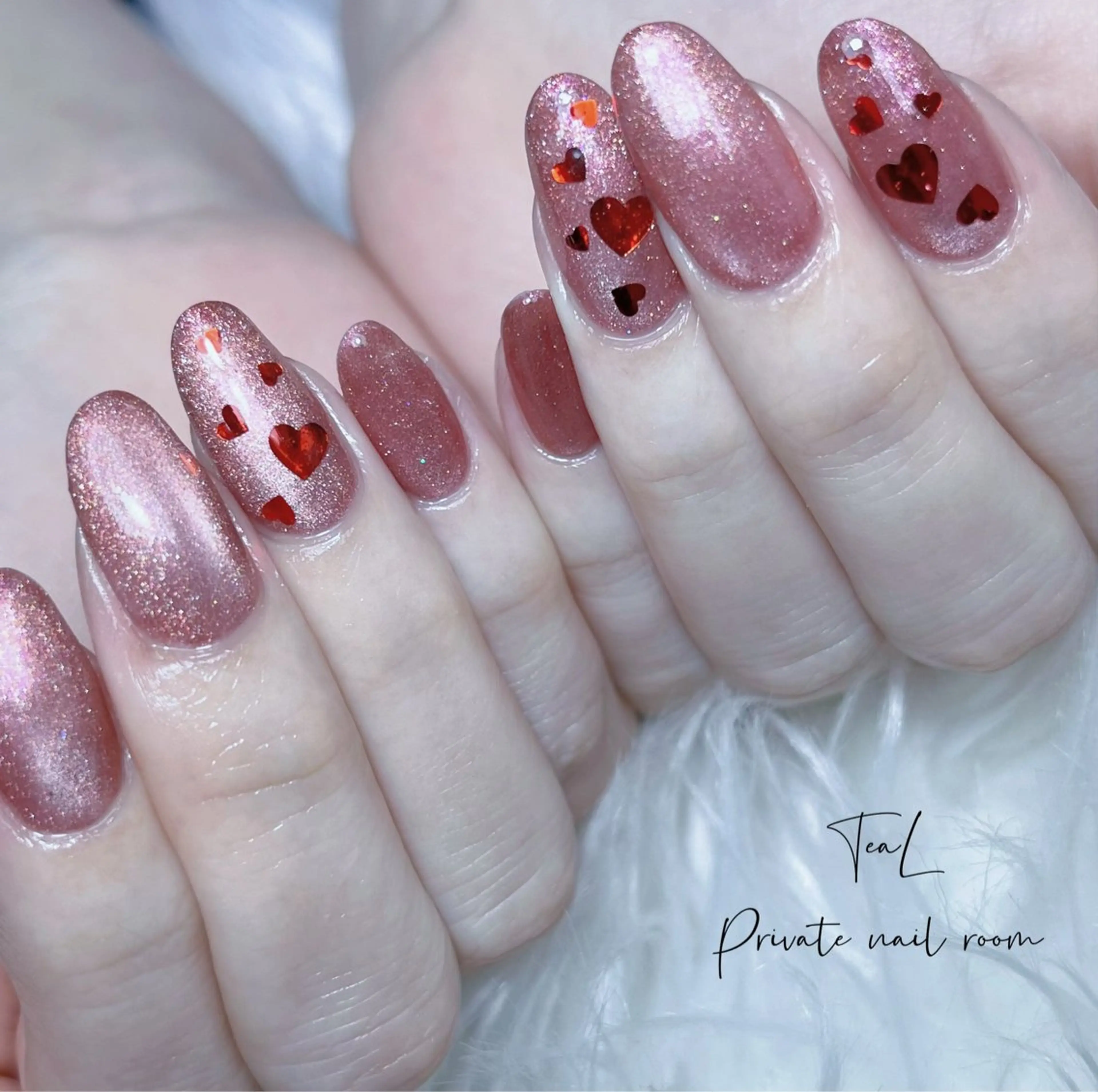 ネイル ハート マグネットネイル TeaL nailのネイルデザイン