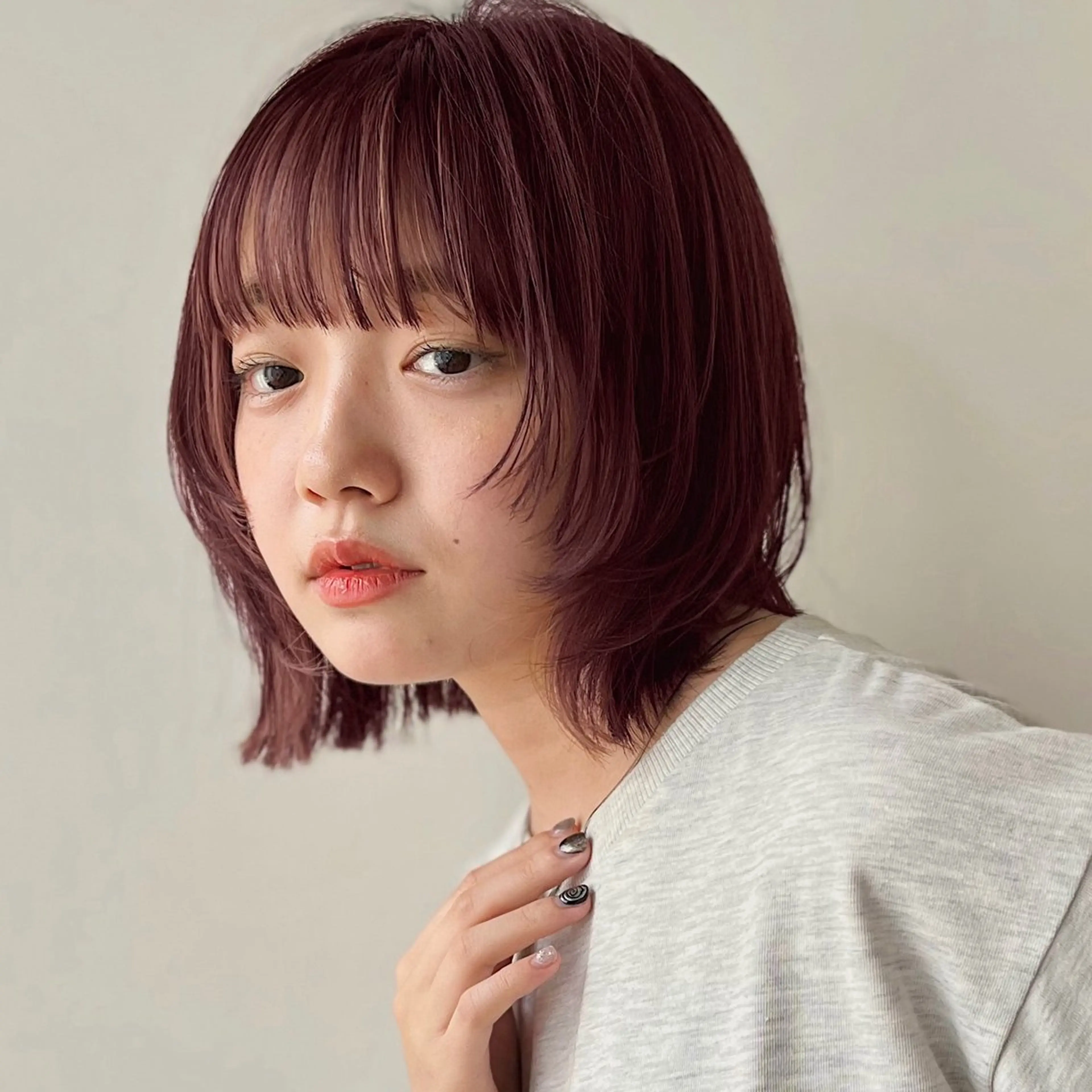 ミディアム カラー ボブレイヤー ブラウンカラー ピンクカラー ピンクブラウン ボブ あやめ【顔まわり/レ イヤー/柔らかカラ】のヘアスタイル