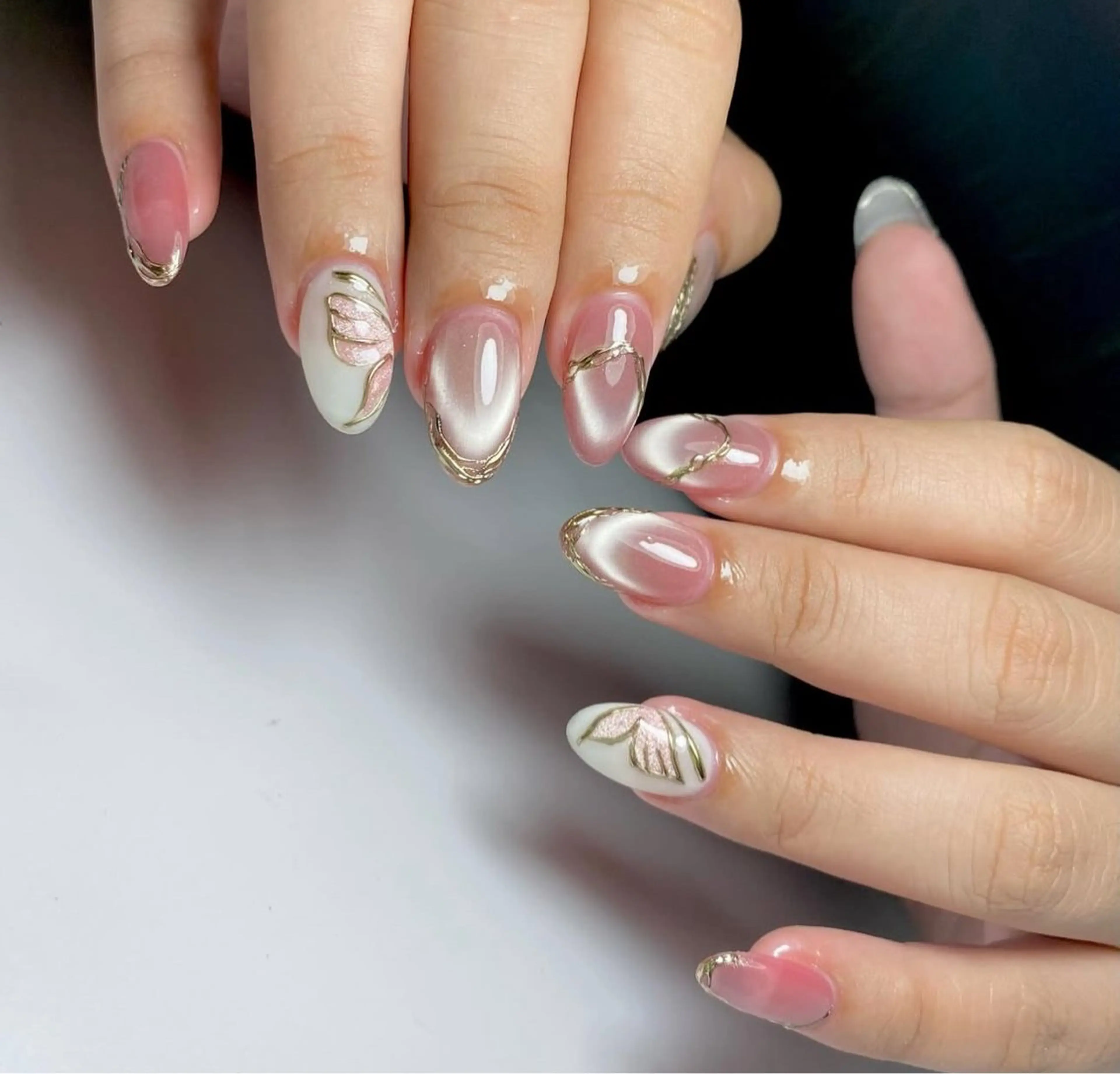 ネイル ハンドネイル 🎀PG🩵 ネイルサロンのネイルデザイン