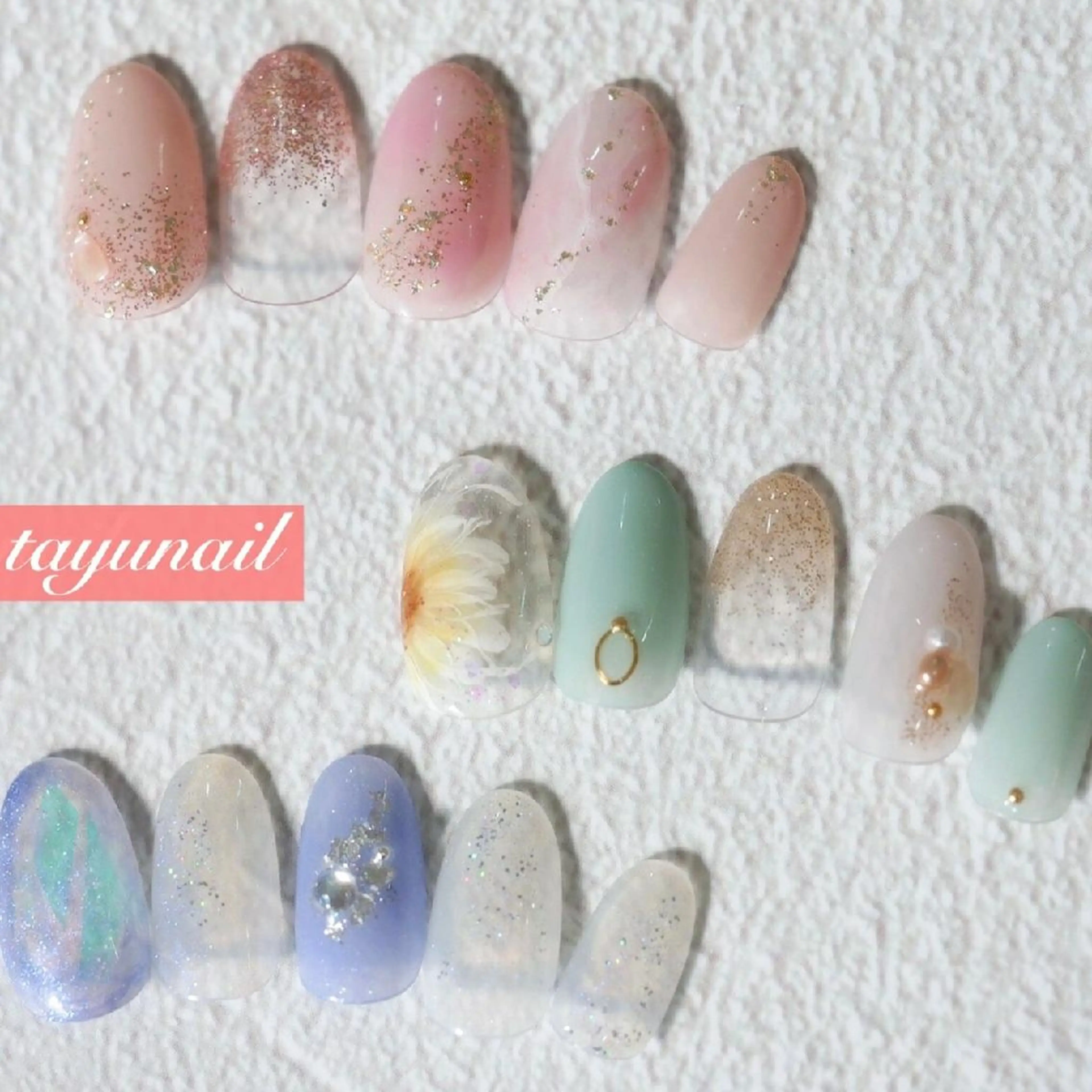 ネイル アートネイル ブルー ジェルネイル パラジェル 夏ネイル ネイルサロン 【たゆnail】のネイルデザイン
