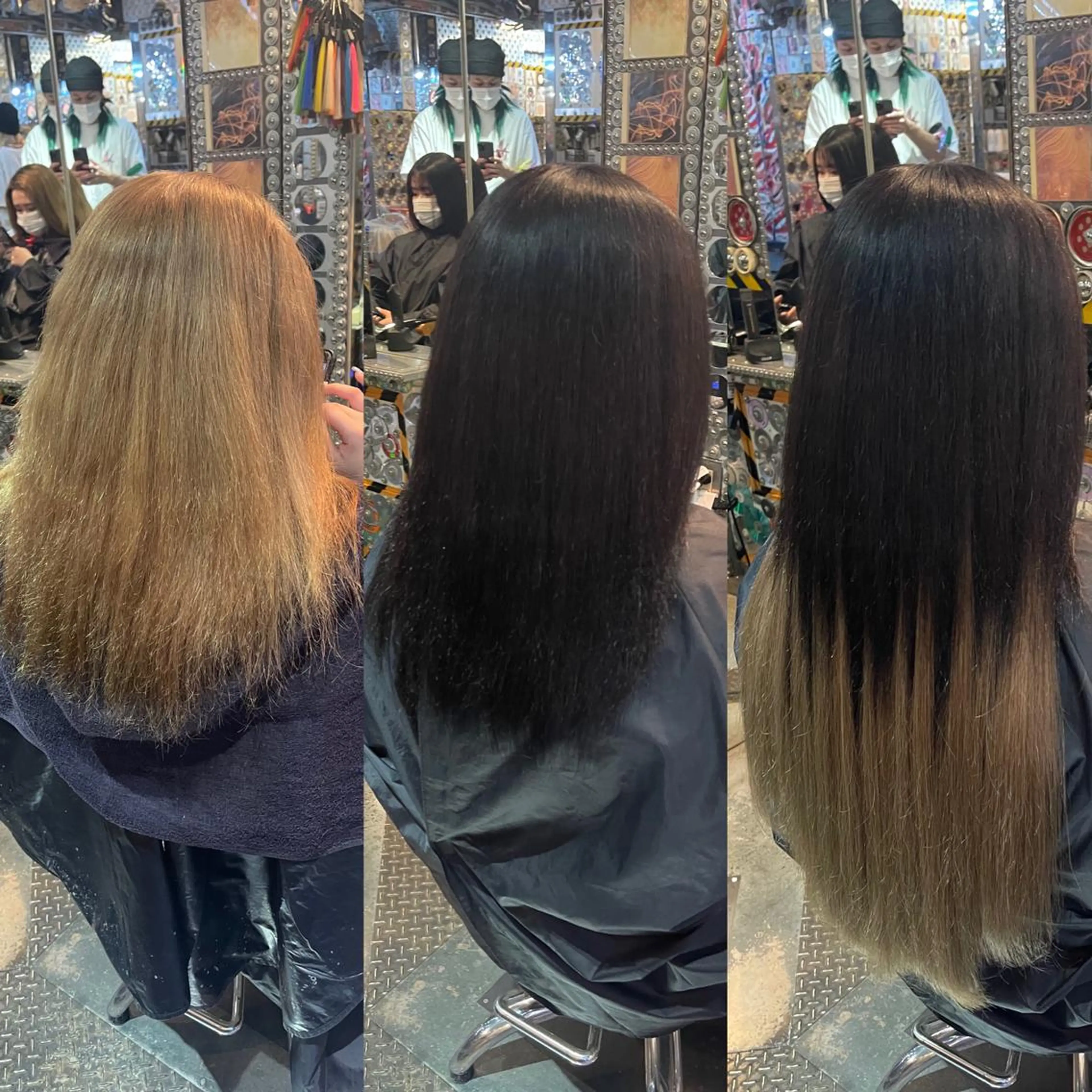 ミディアム カラー ヘアアレンジ 編み込みエクステ ベージュカラー グラデーションカラー エクステ 🌈派手髪エクステ ブレイズ🌈ひろとのヘアスタイル