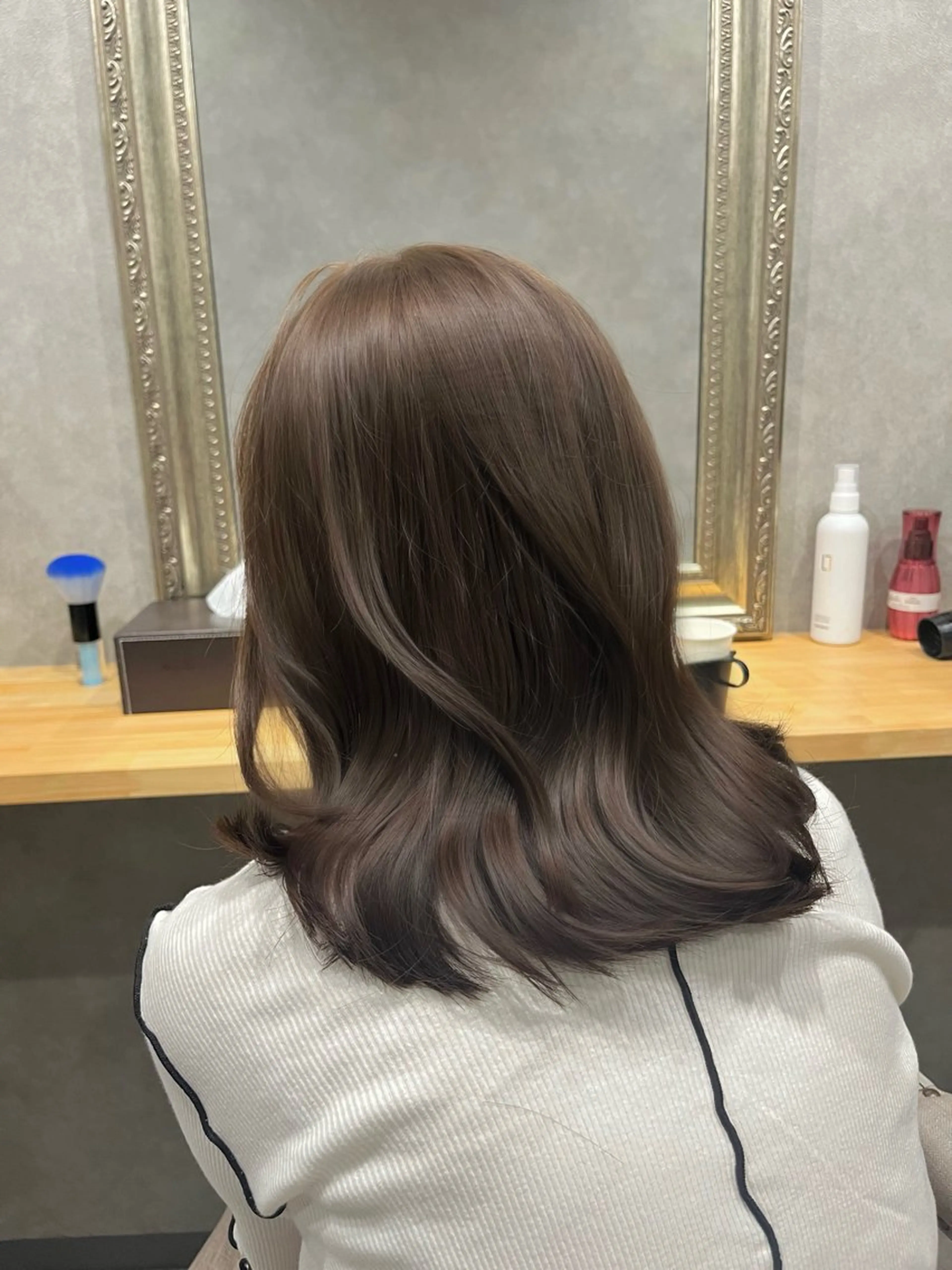 セミロング カラー グレージュ ヘアカラー 透明感カラー/ ブリーチ無し/RYOのヘアスタイル