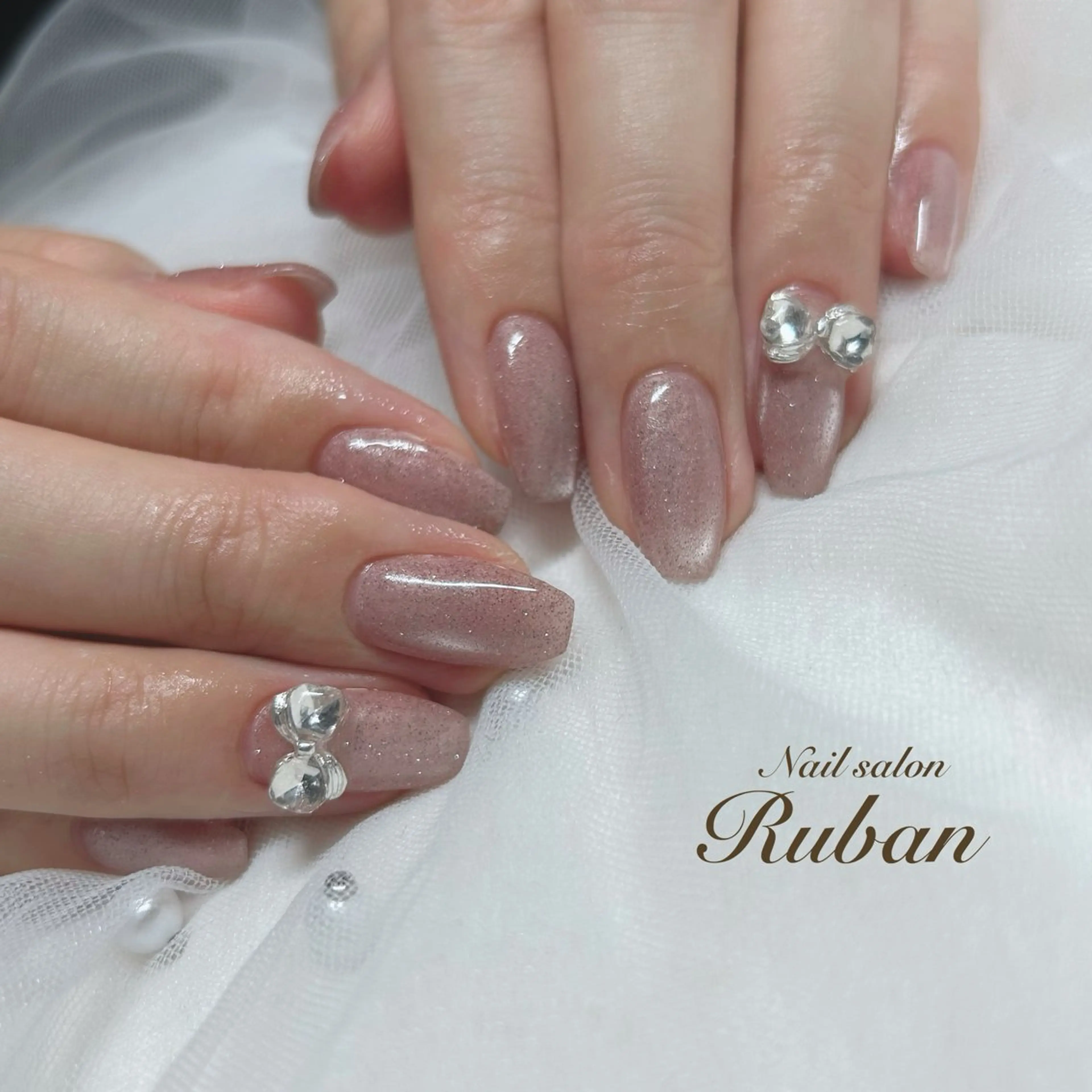 ネイル フラッシュネイル マグネットネイル ワンカラーネイル リボン Nail salon Rubanのネイルデザイン