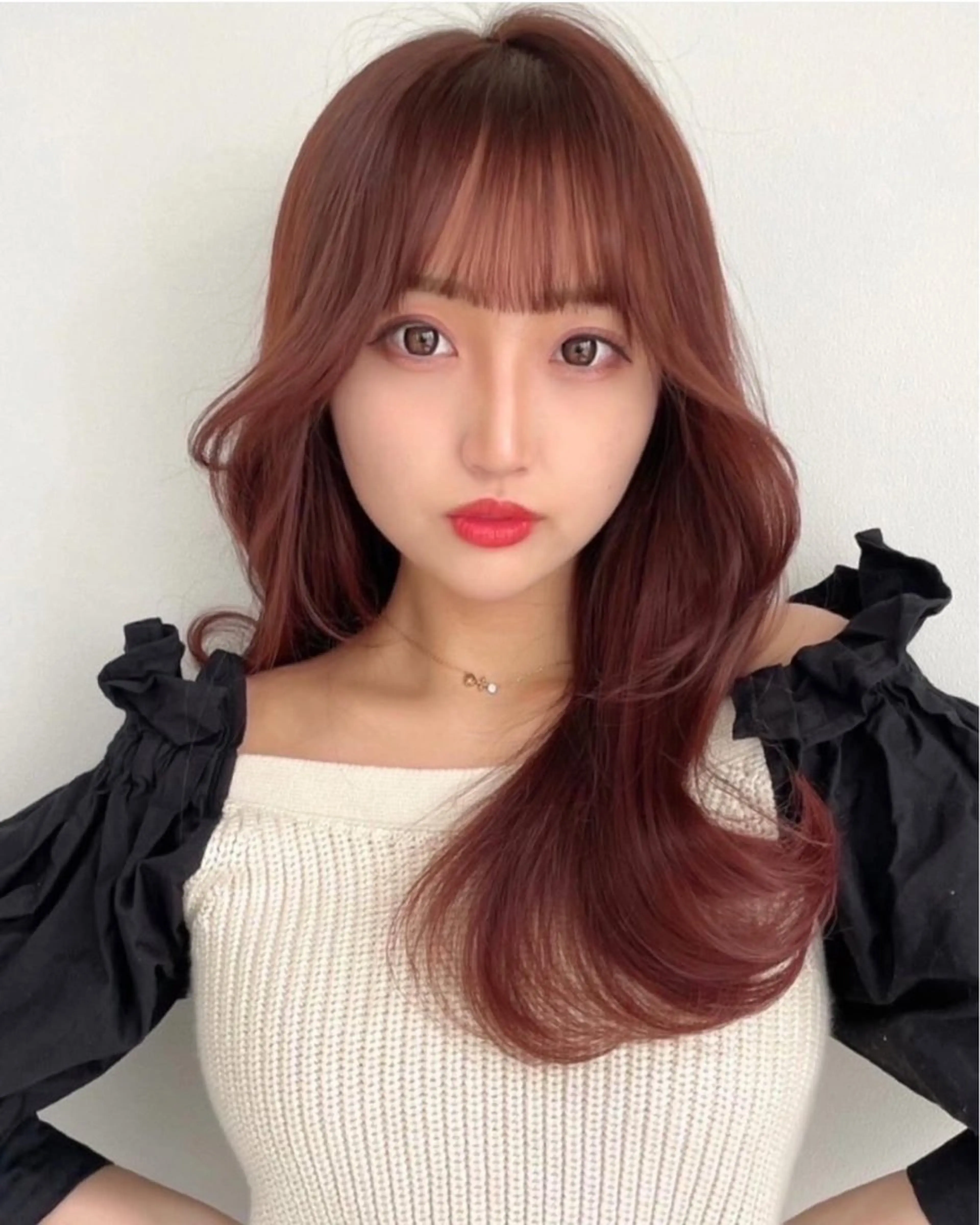 ロング ボブ ハイライト 髪質改善 ヘアカラー トリートメント 栄ハイトーン/ ベージュカラー中園薪のヘアスタイル