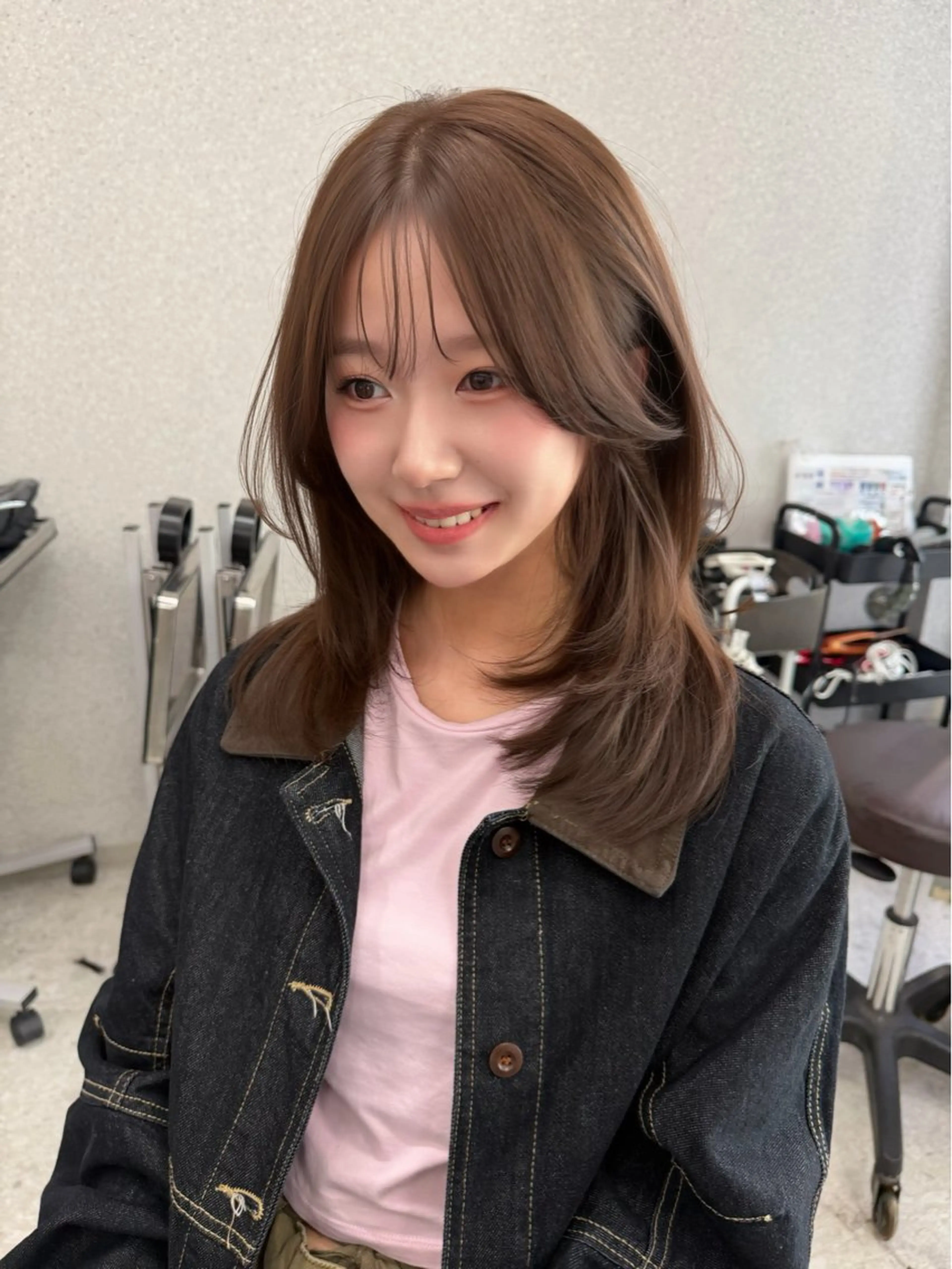 セミロング ハッシュカット 髪質改善 韓国風ヘア レイヤーカット カット ヘアカラー トリートメント 当日予約/天神美容室 HACKのヘアスタイル