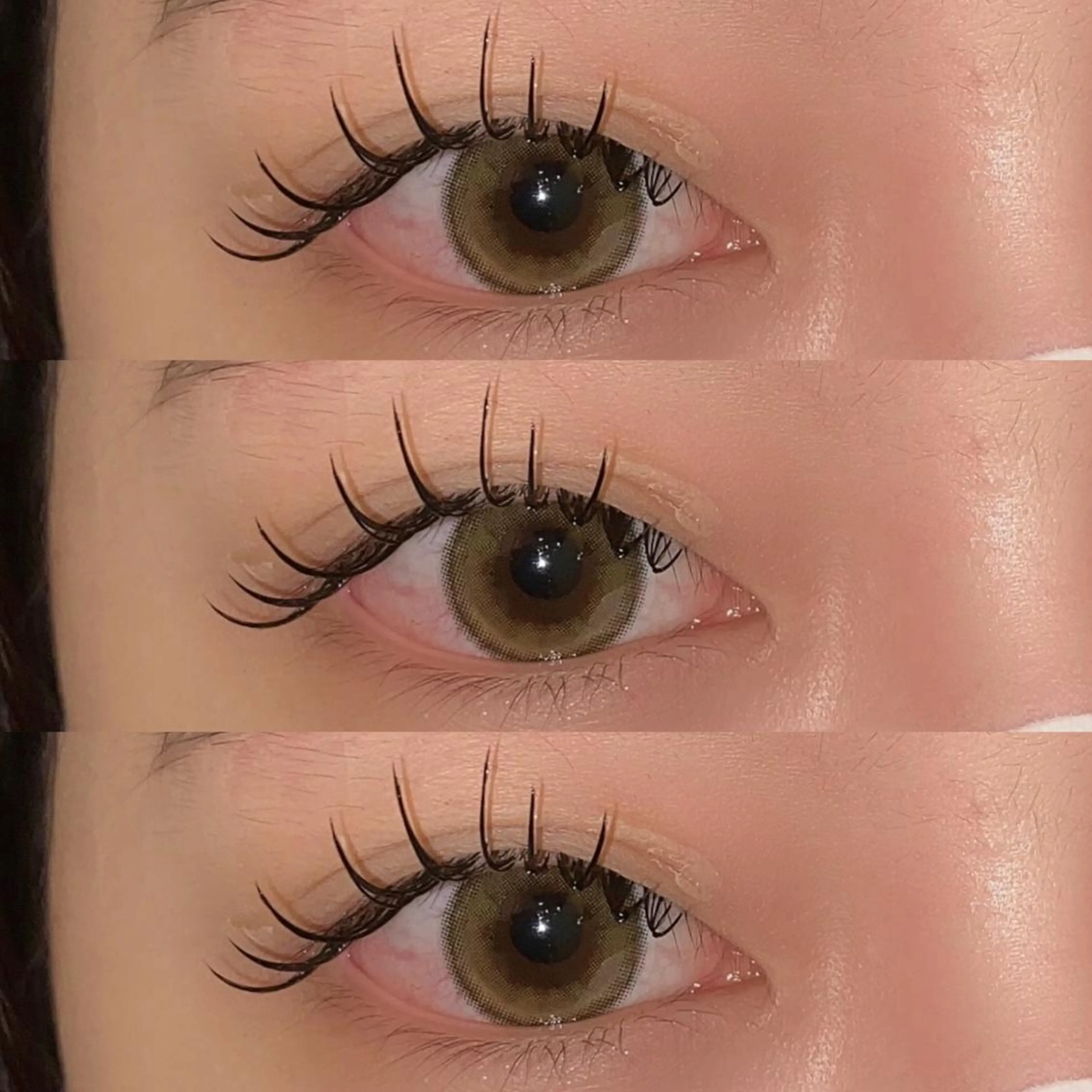 マツエク・マツパ 束感まつ毛 フラットラッシュ 韓国風マツエク パリジェンヌラッシュリフト ボリュームラッシュ 肌に馴染むハイトーン /ミルクティーカラーのヘアスタイル