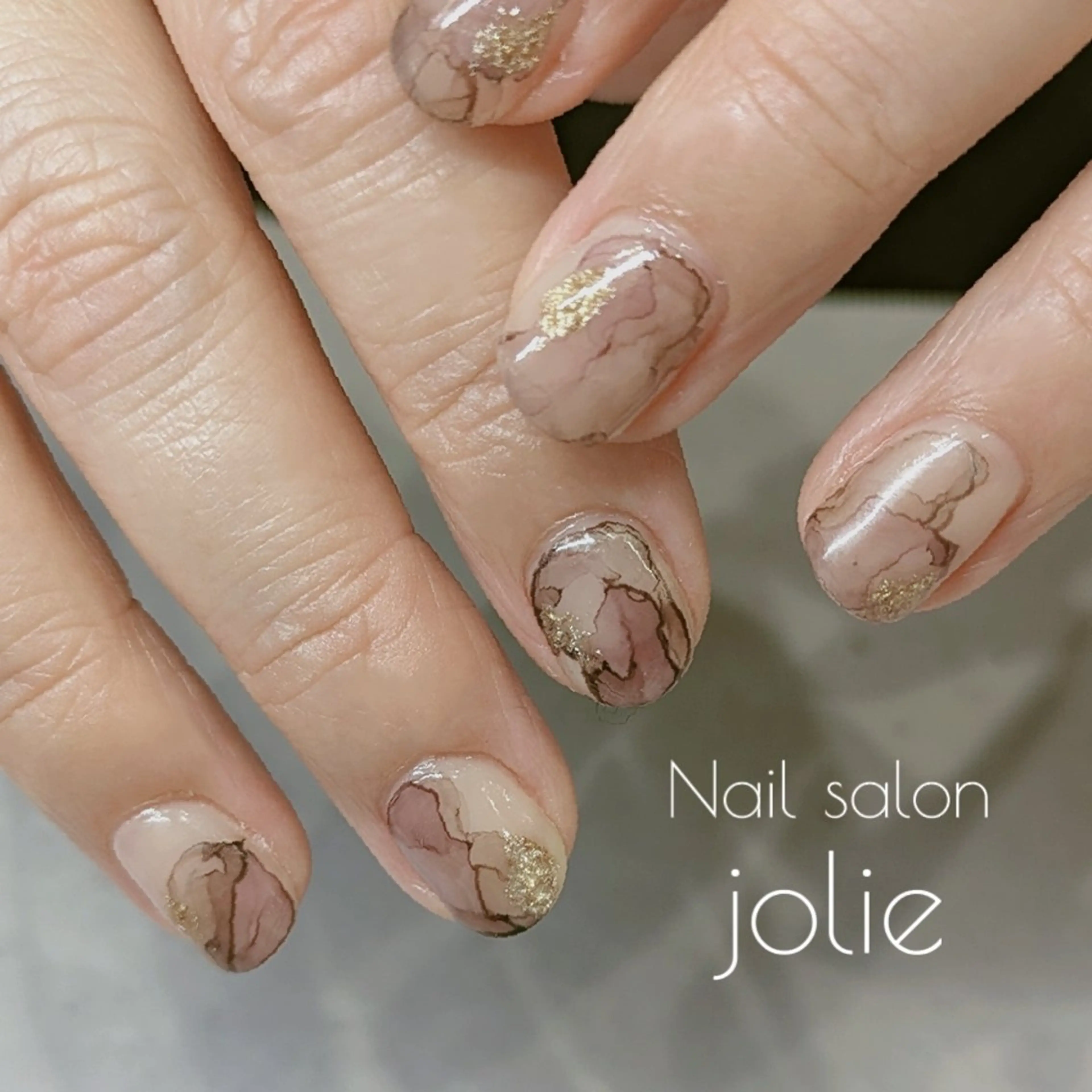 ネイル アートネイル ブラウン パープル jolie  ISIHARAのネイルデザイン