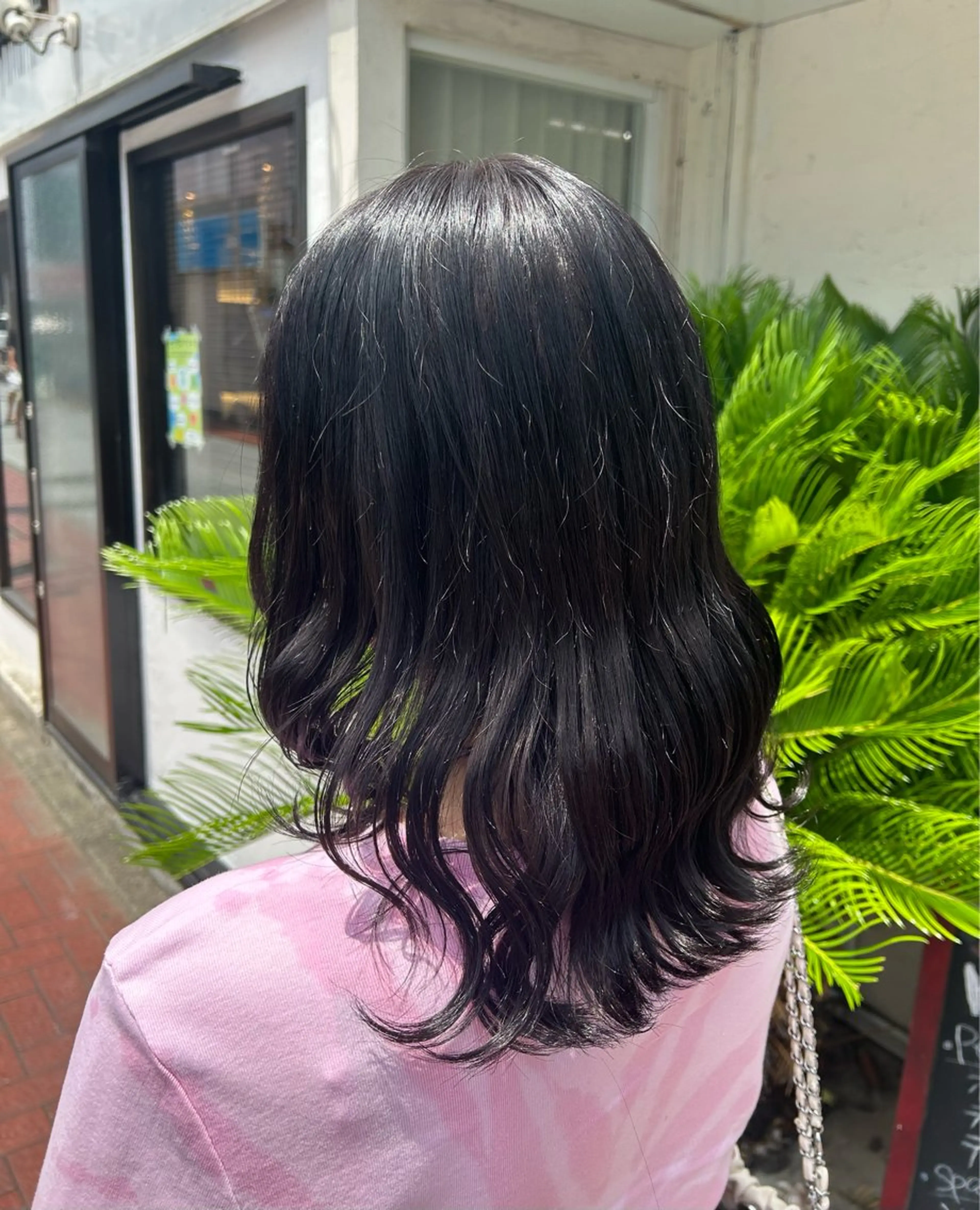 セミロング カラー 黒髪 透明感カラー パープルカラー パープルブラック レイヤー/艶髪カラー 🌷油科あい🌷のヘアスタイル