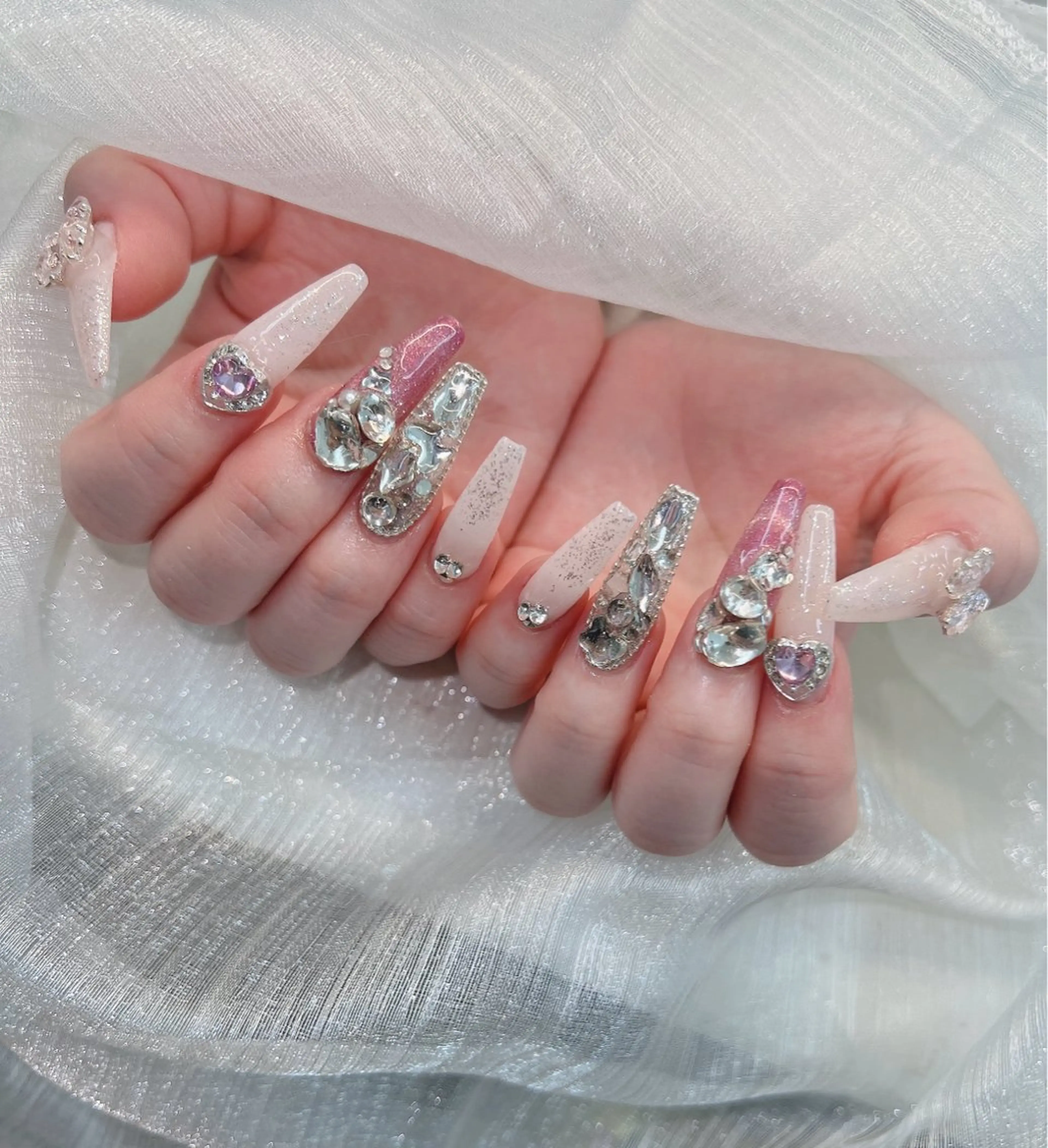 ネイル アートネイル 長さ出し ジェルネイル キラキラネイル マグネットネイル Lee Nails チップ長さだし専門店のネイルデザイン
