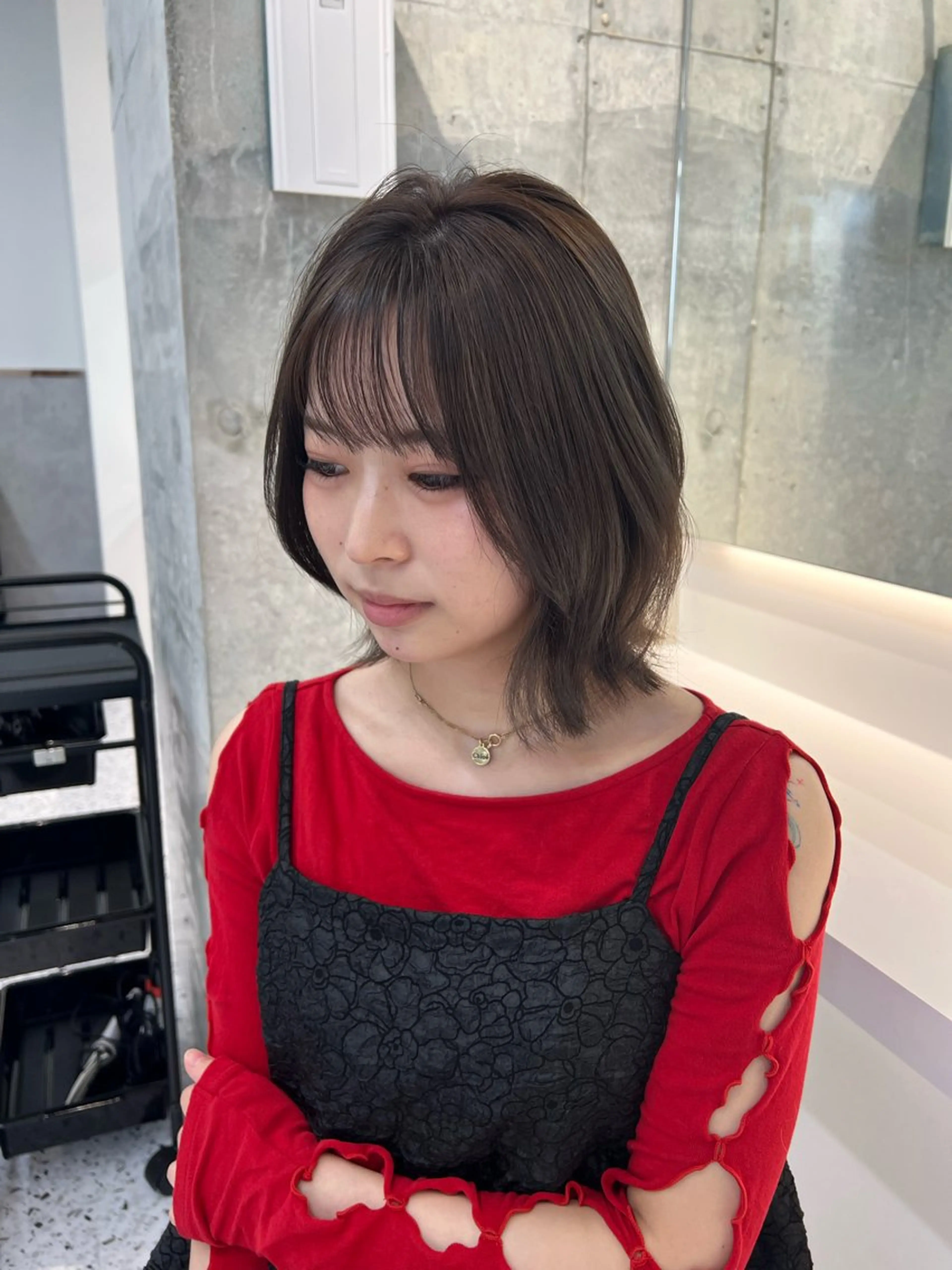 ミディアム カット ヘアカラー トリートメント 博多ベージュ 🐻松井傑のヘアスタイル