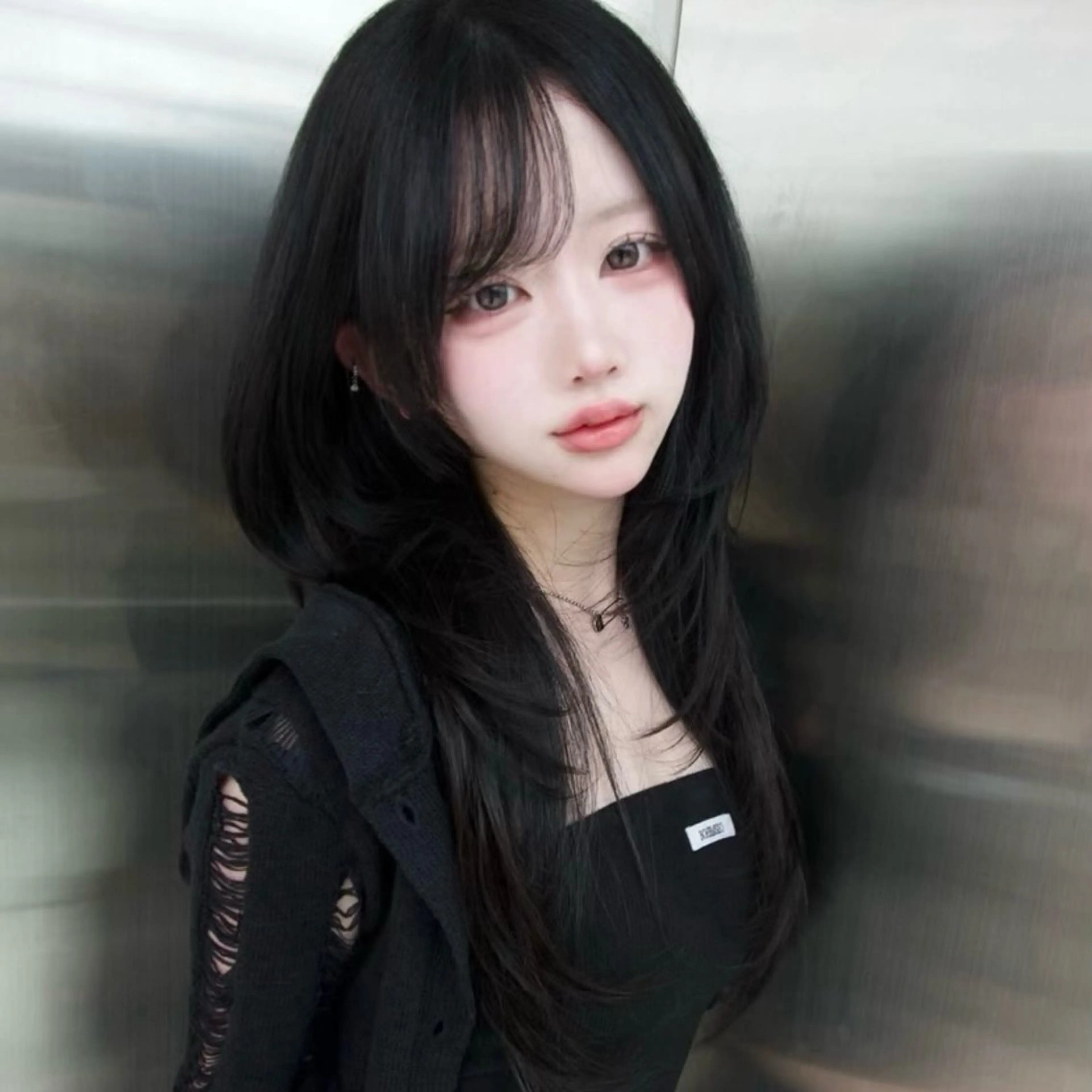 セミロング くびれヘア 顔周りカット ハイレイヤー 韓国風ヘア レイヤーカット 上村 光希のヘアスタイル