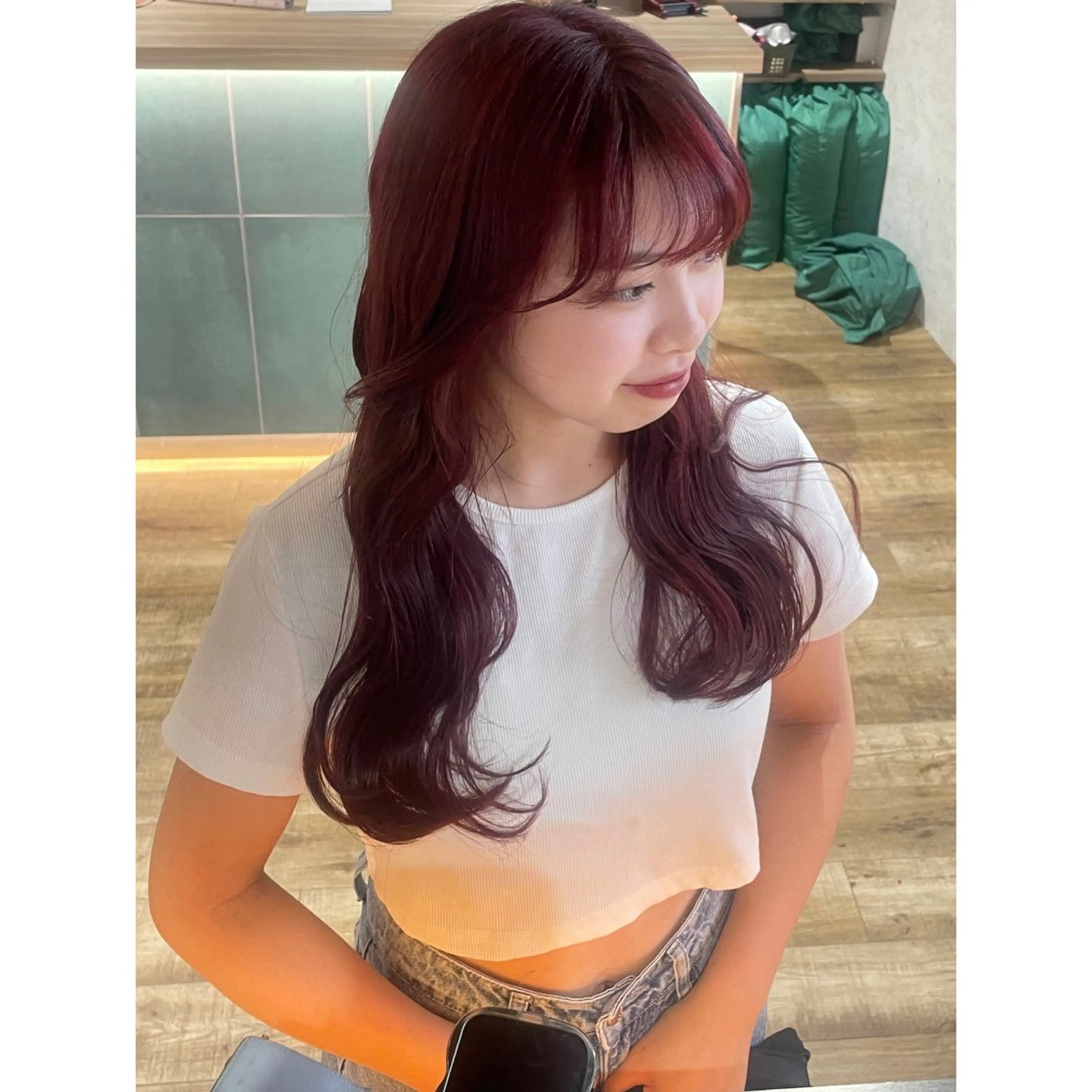 ロング カラー ヘアカラー 韓国レイヤー/透明感 ♡YUUNAのヘアスタイル