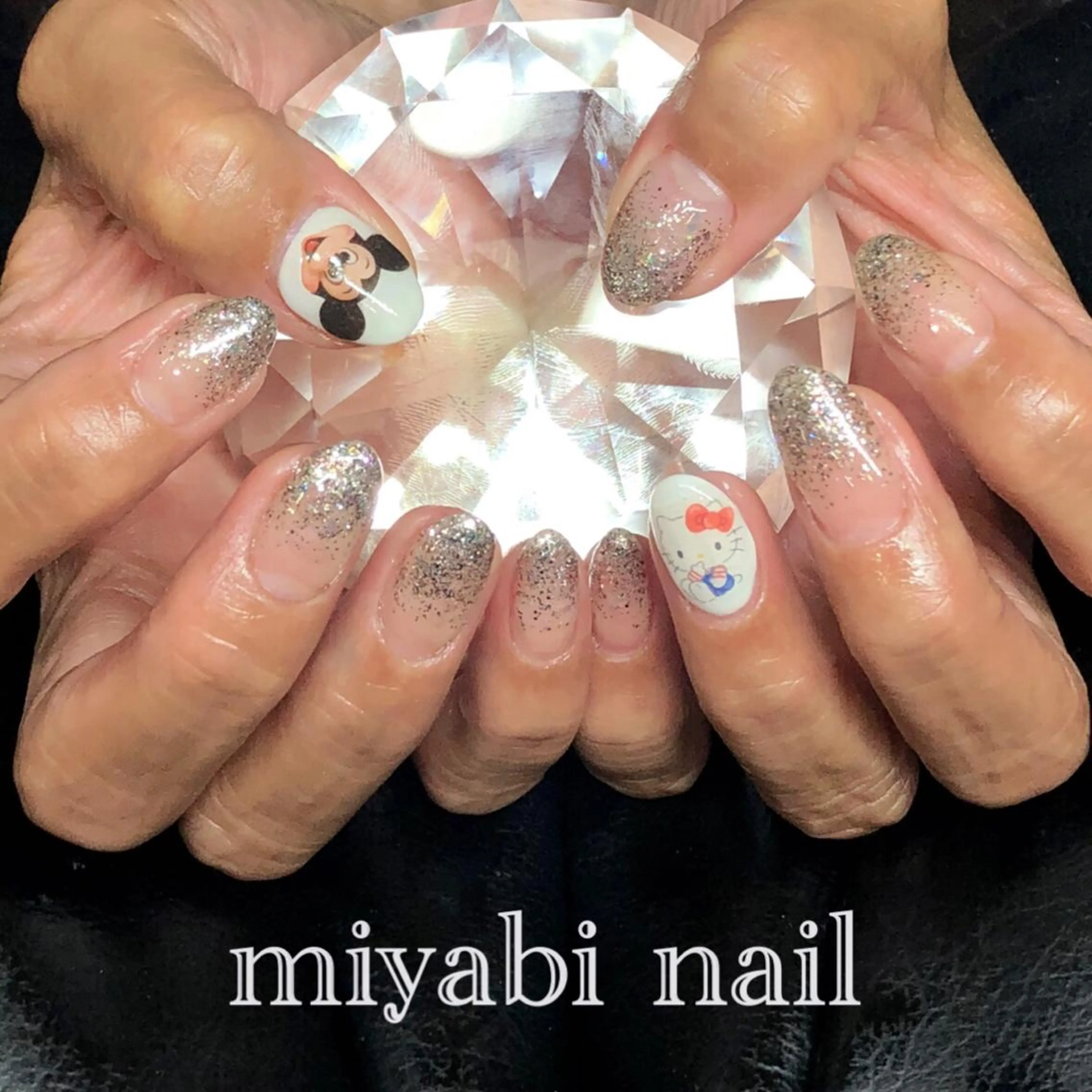 ネイル ジェルネイル グラデーション ラメ(グリッター) ラメグラデーション 持ち込み ハンドネイル miyabi nail 桂川駅近くのネイルデザイン