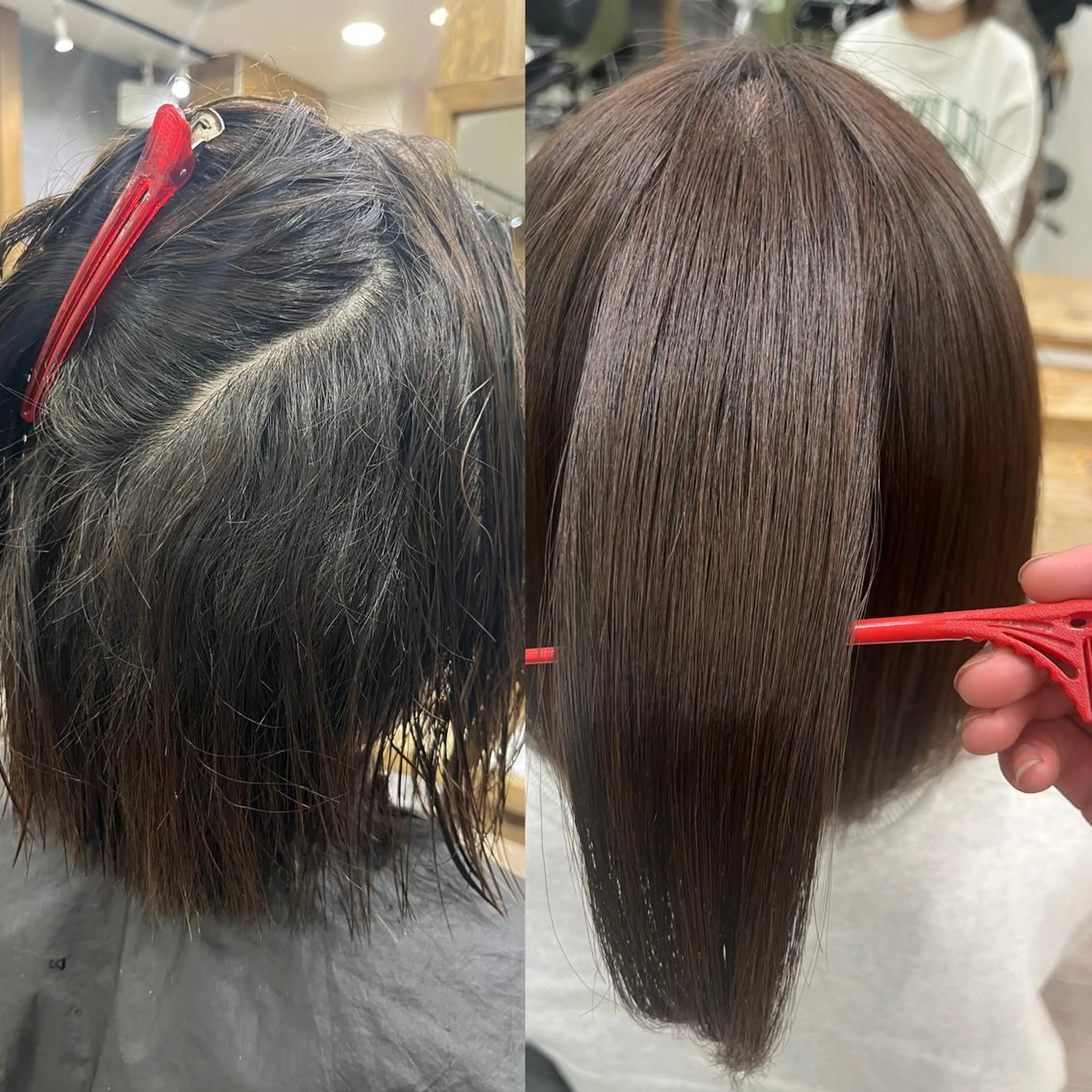 ミディアム ブリーチ縮毛矯正 あすまのヘアスタイル